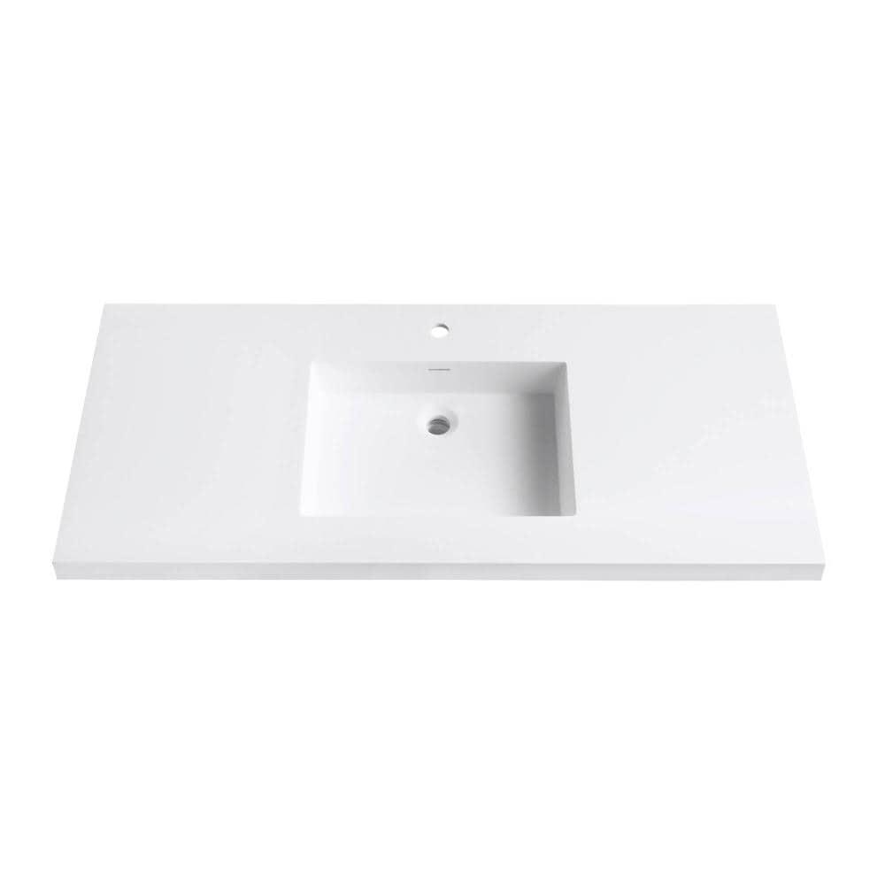 VersaStone 49" Matte White Acrylic Vanity Top with Integrated Sink