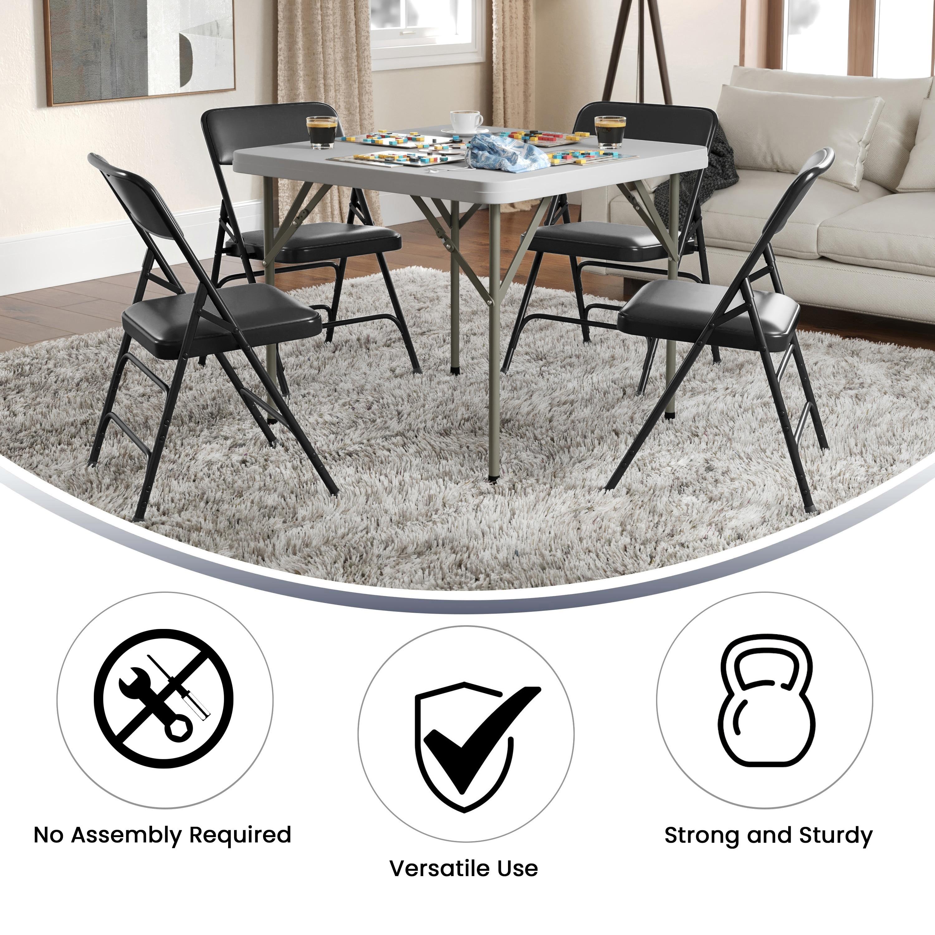Flash Furniture HERCULES Series Curved Triple Braced & Double Hinged Black Vinyl Metal Folding Chair