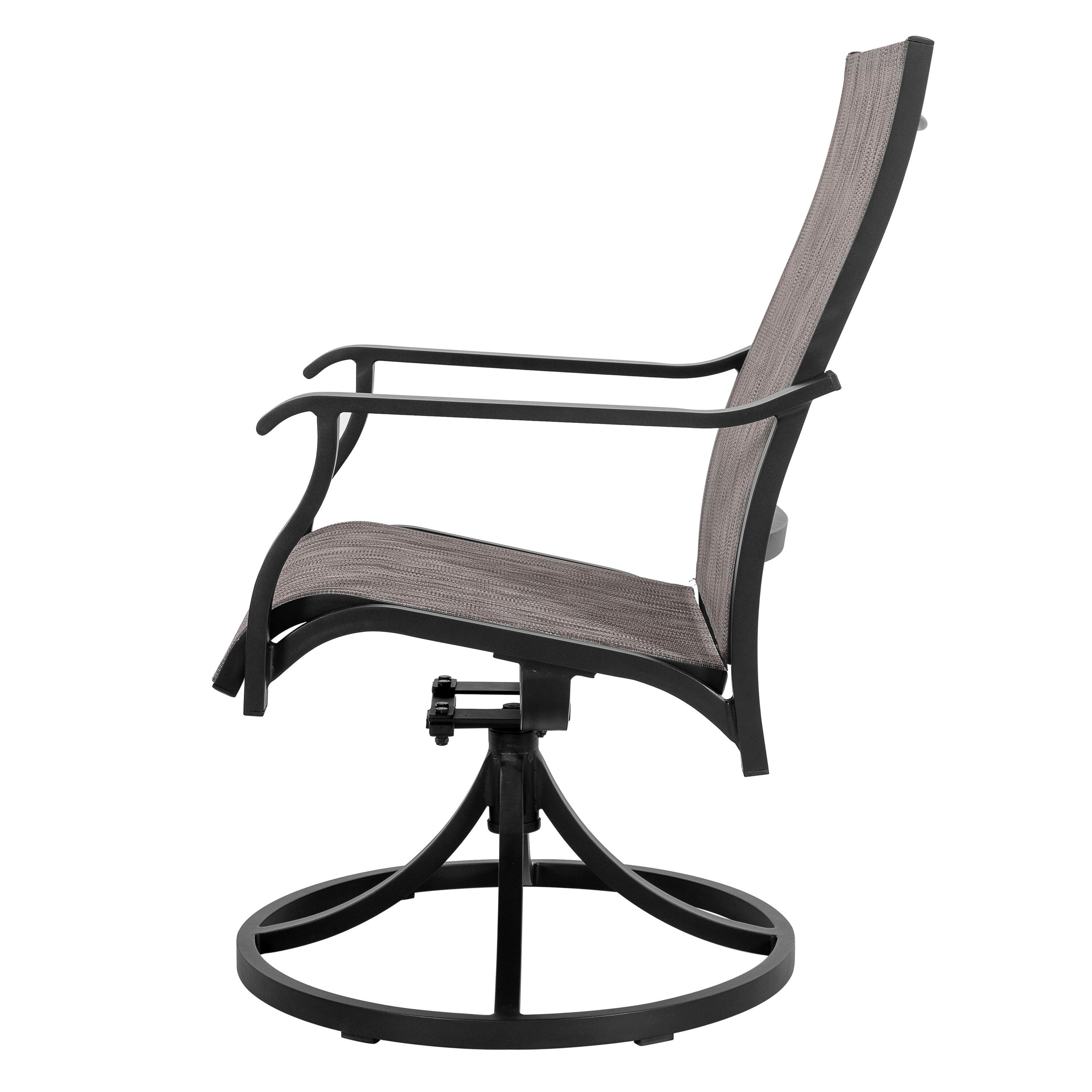 Nuu Garden Swivel Patio Chair Set of 2, All-Weather Textilene Outdoor Dining Chairs with High Back, Outdoor Dining Chair Set, Grayish Brown