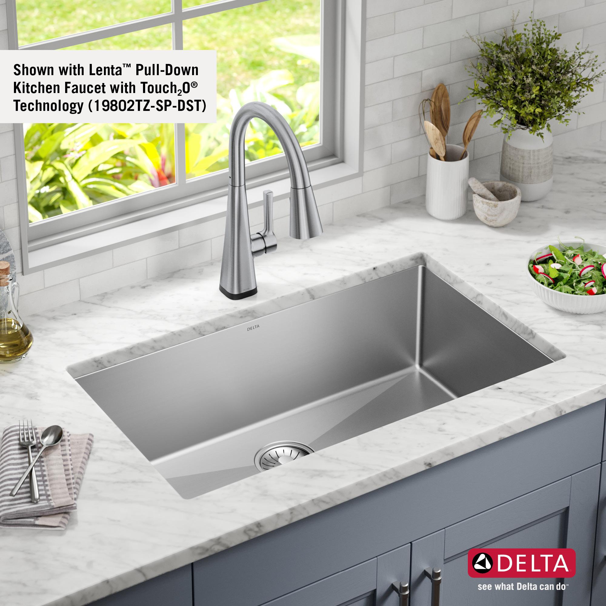 Delta Lenta™ Undermount 16 Gauge Stainless Steel Single Bowl Kitchen Sink with Accessories