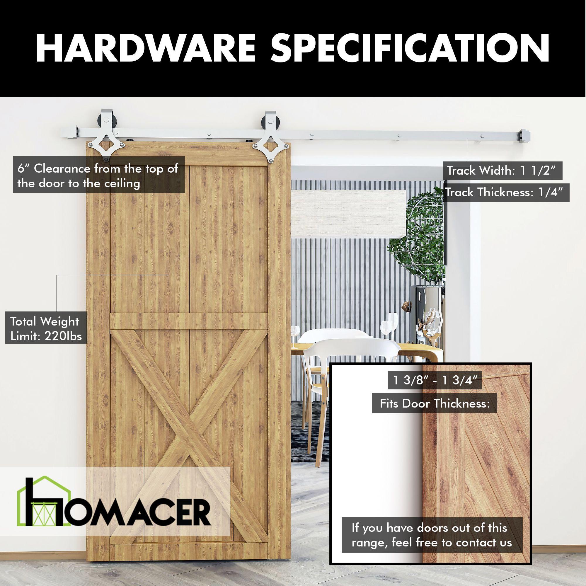 Homacer Brushed Nickel Diamond Design Non-Bypass Single Track One Door Hardware Kit( Door Not Included)