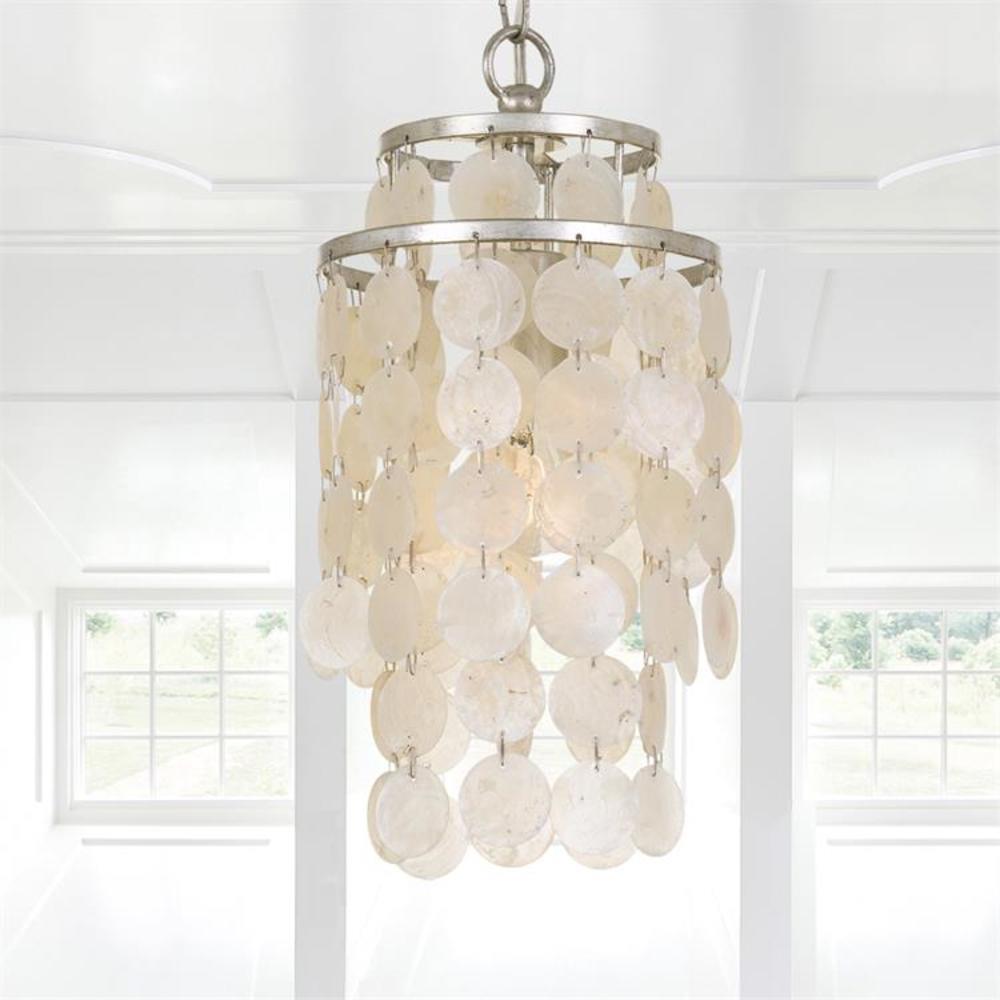 Crystorama Brielle 1 Light Antique Silver Mini Chandelier - 7'' W x 14.5'' H