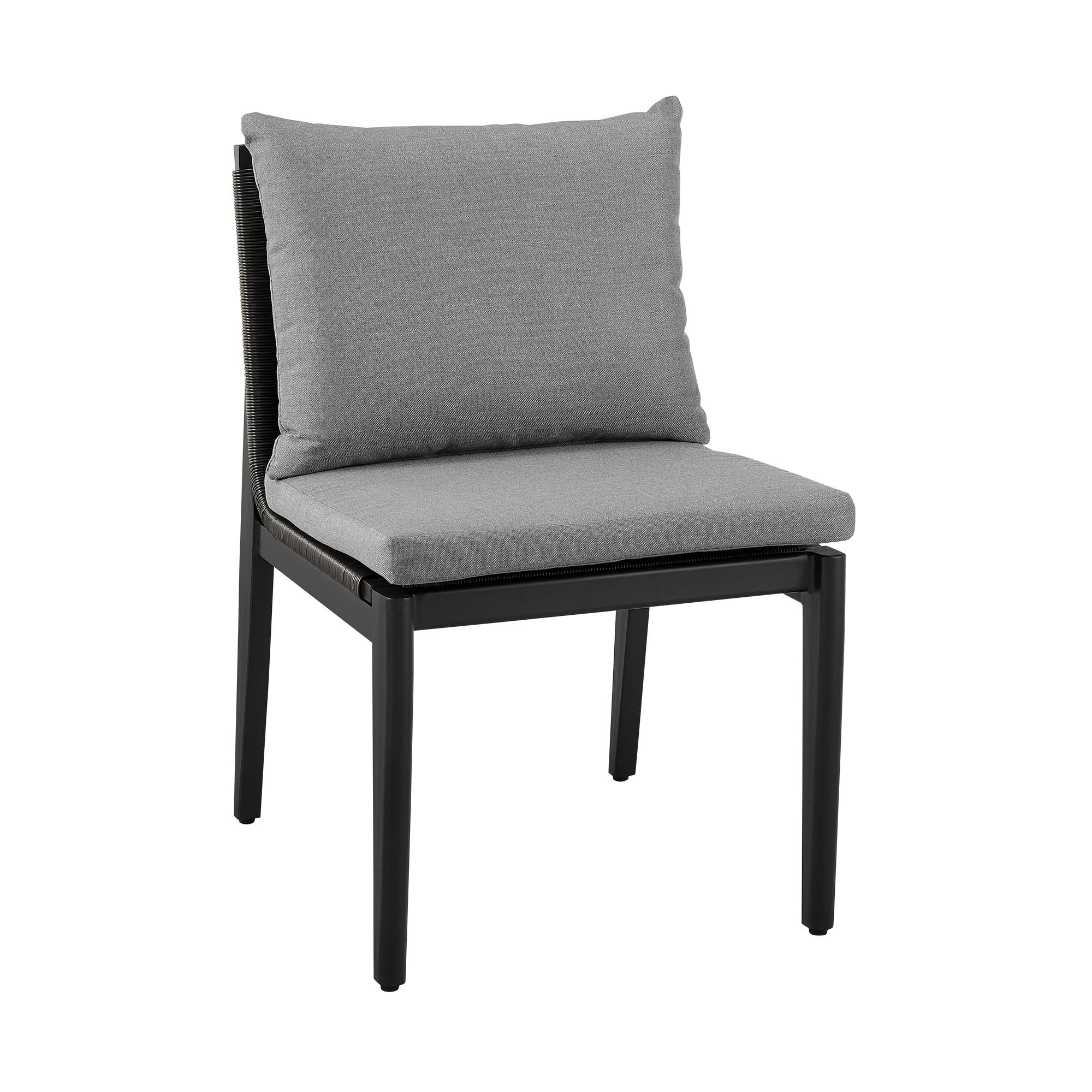 Armen Living Cayman 19" Aluminum Outdoor Dining Chair in Gray (Set of 2)