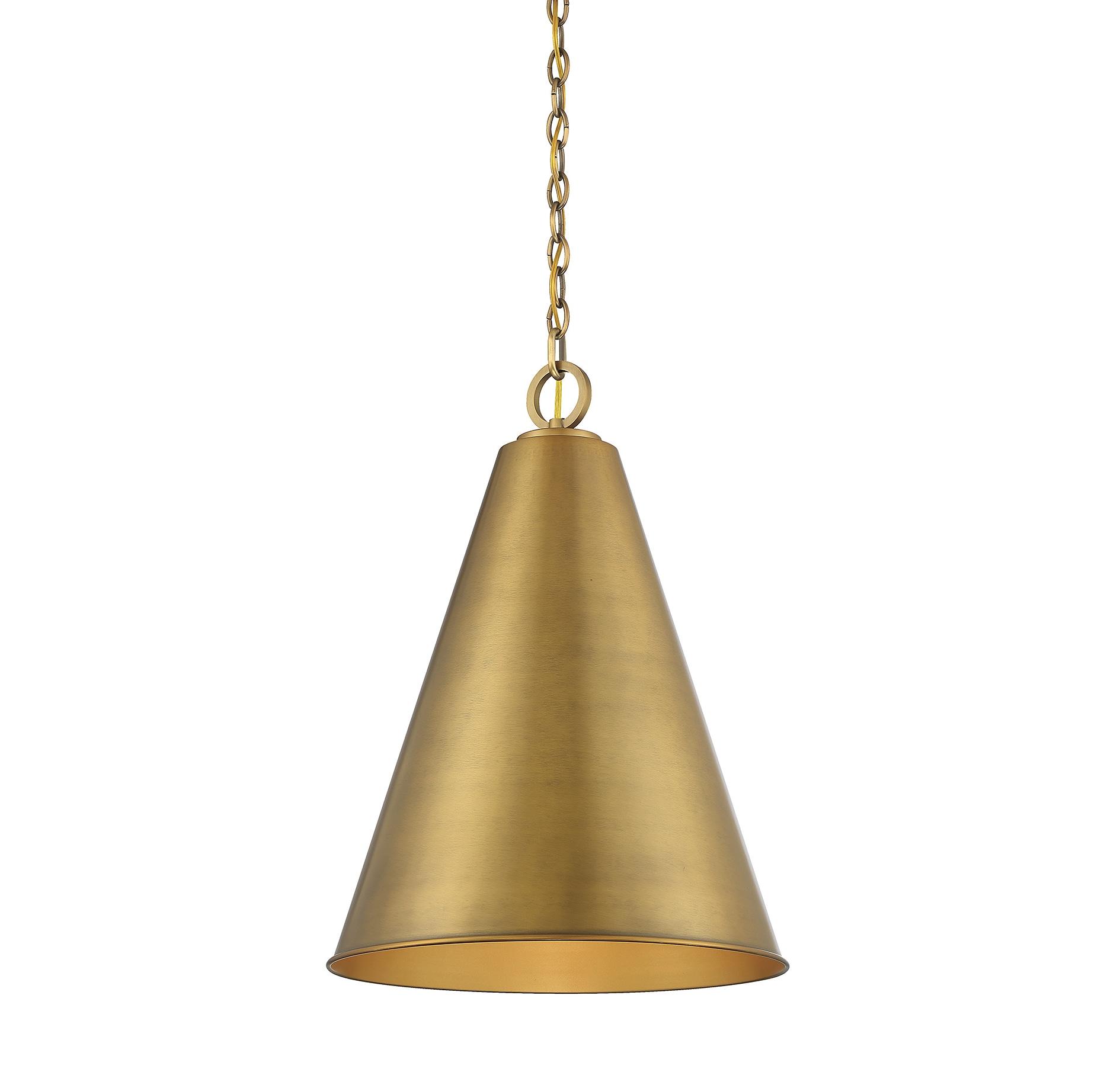 Contemporary Matte Black and Brass 1-Light Pendant