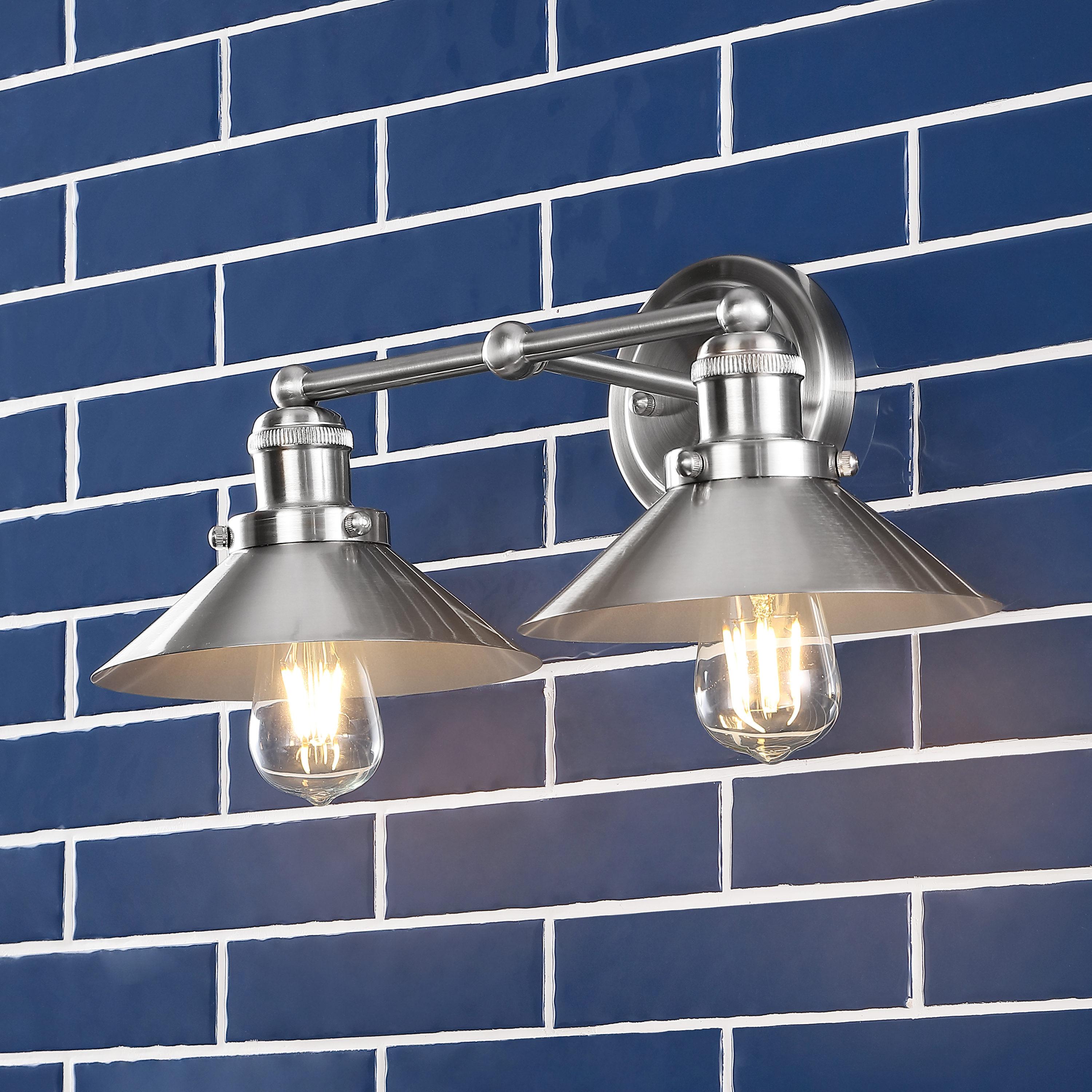 July 17.5 in. 2-Light Nickel Metal Vanity Light