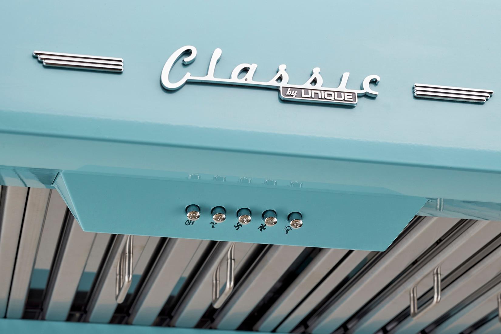 Classic Retro 30" 700 CFM Ducted Under Cabinet Range Hood with Stainless Steel Baffles and Light
