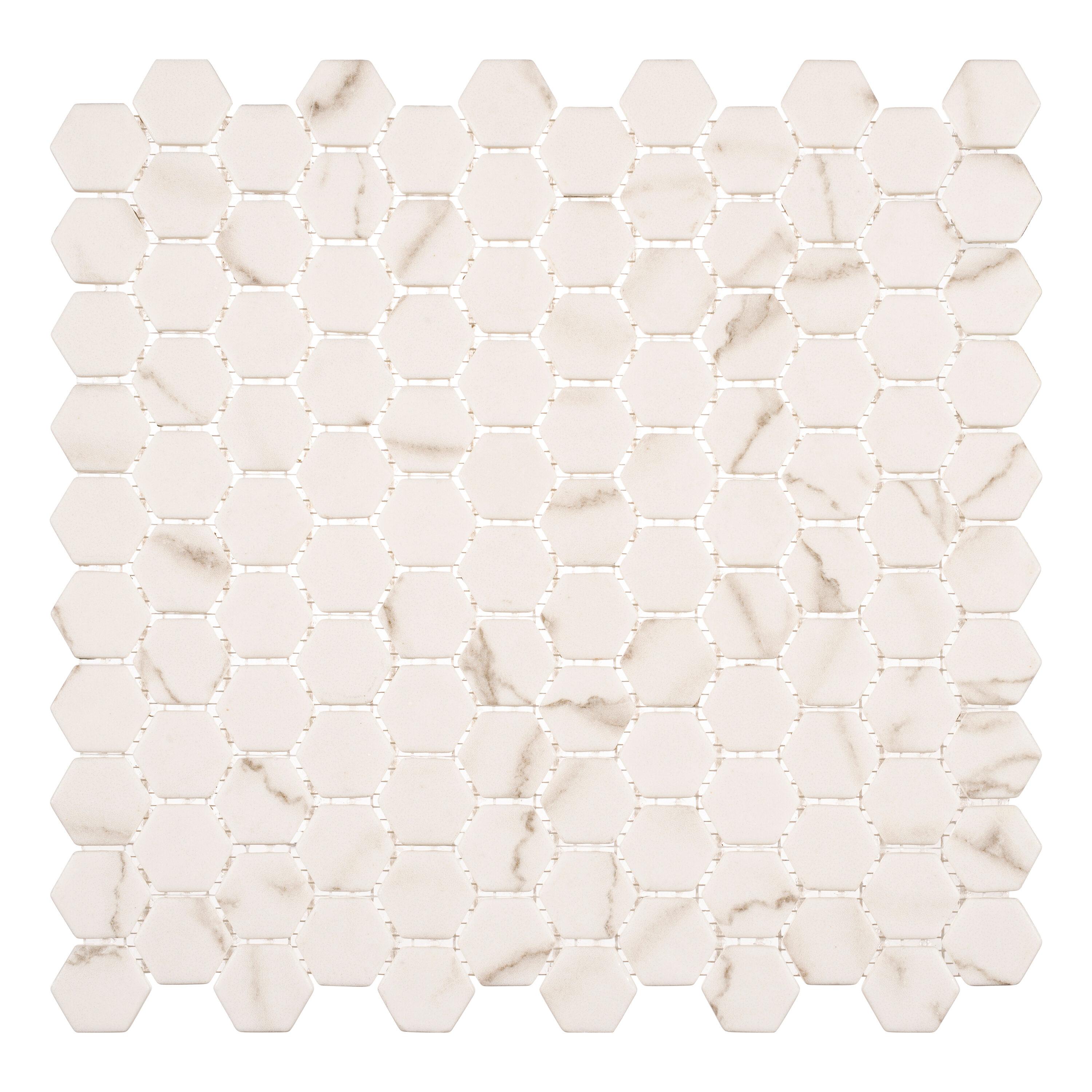 Trillions Hexagon Honeycomb Glass Mosaic Kitchen Backsplash, Bathroom, Shower, Pool, Wall and Floor Tile