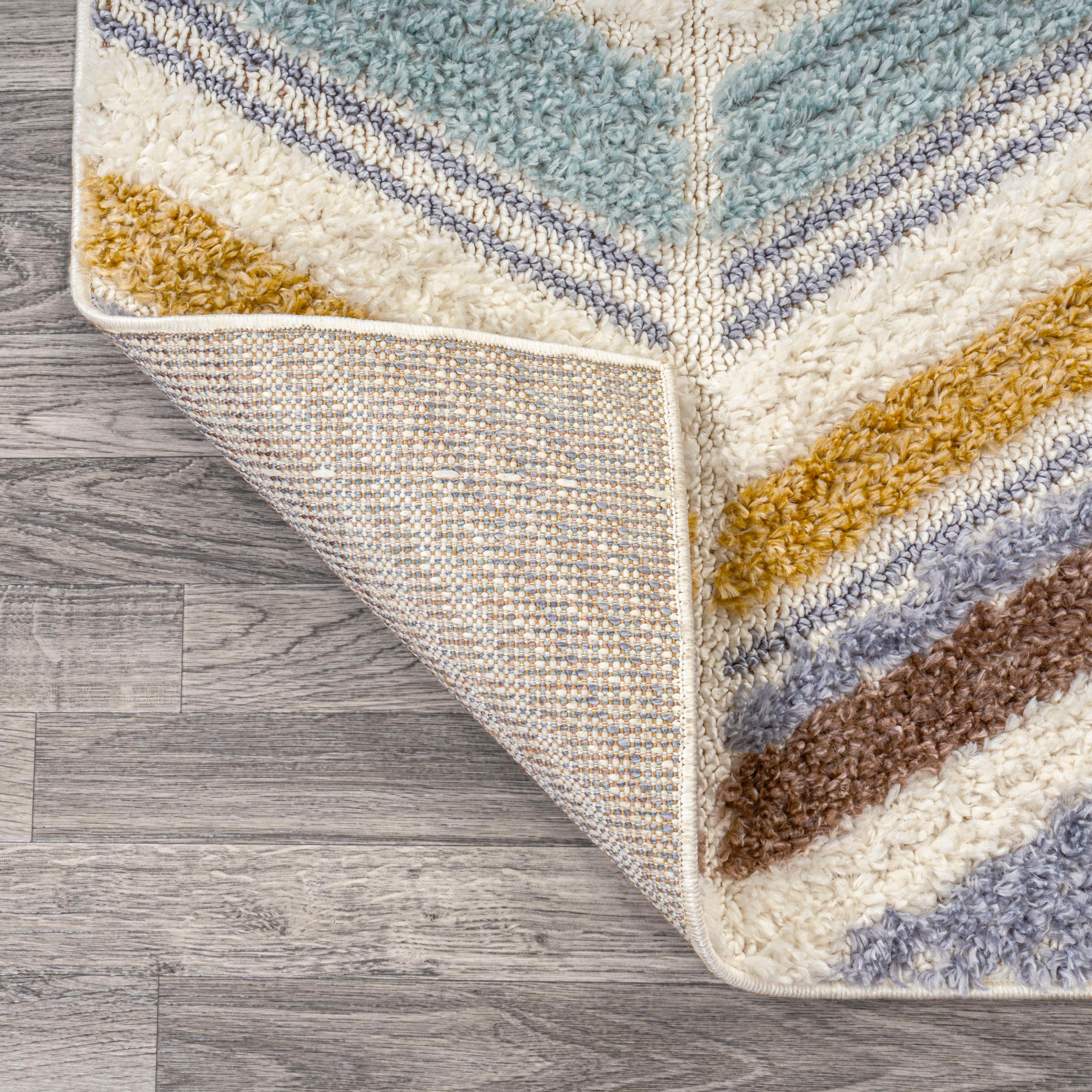 3' x 5' Elin Chevron High-Low Area Rug, Multi/Cream - JONATHAN Y