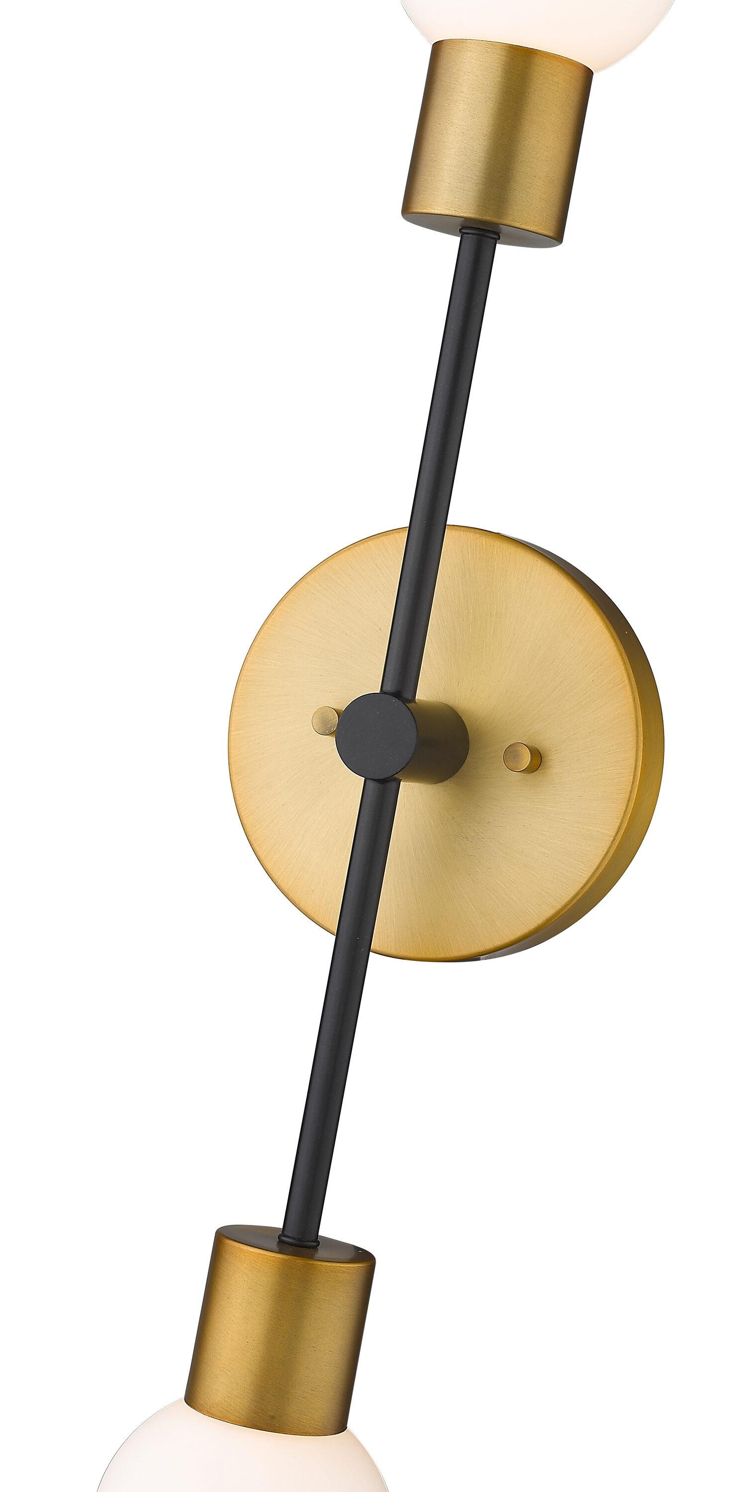 Z Lite 621-2S-MB-FB 6 in. Neutra 2 Light Matte Black & Foundry Brass Wall Sconce