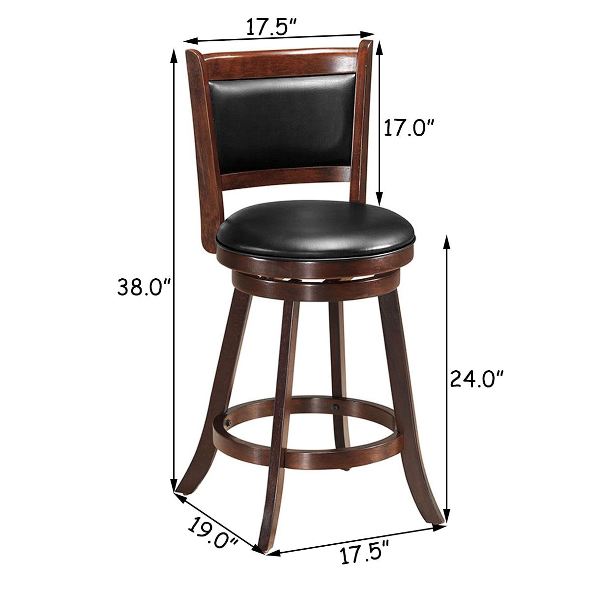 Bar Stools Set of 2, 360 Degree Swivel, Accent Wooden Swivel Seat Counter Height Bar Stool, Leather Upholstered Design, PVC Cushioned Seat, Perfect for Dining and Living Room (Height 24")