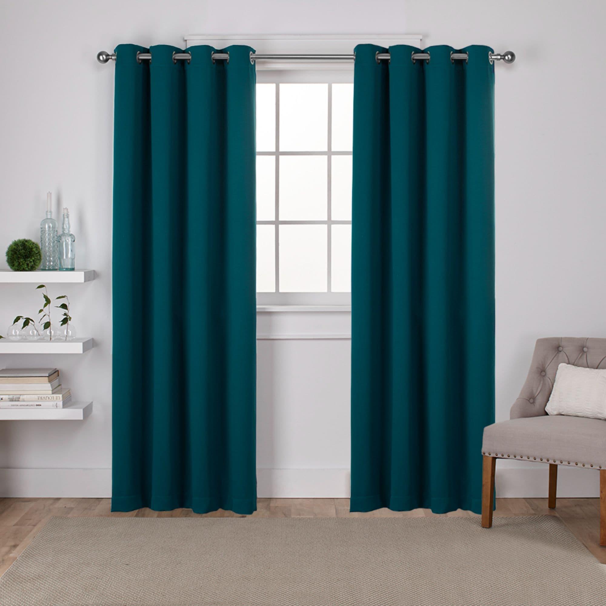 Set of 2 (96"x52") Sateen Twill Weave Insulated Blackout Grommet Top Window Curtain Panels Teal - Exclusive Home: Room Darkening Drapes