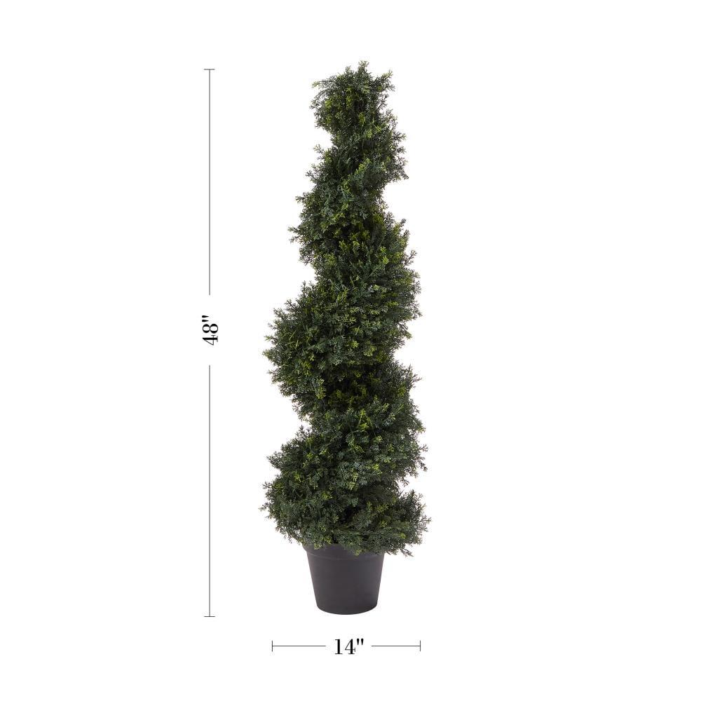 Nature Spring Faux Spiral Cypress Potted Topiary - 4'