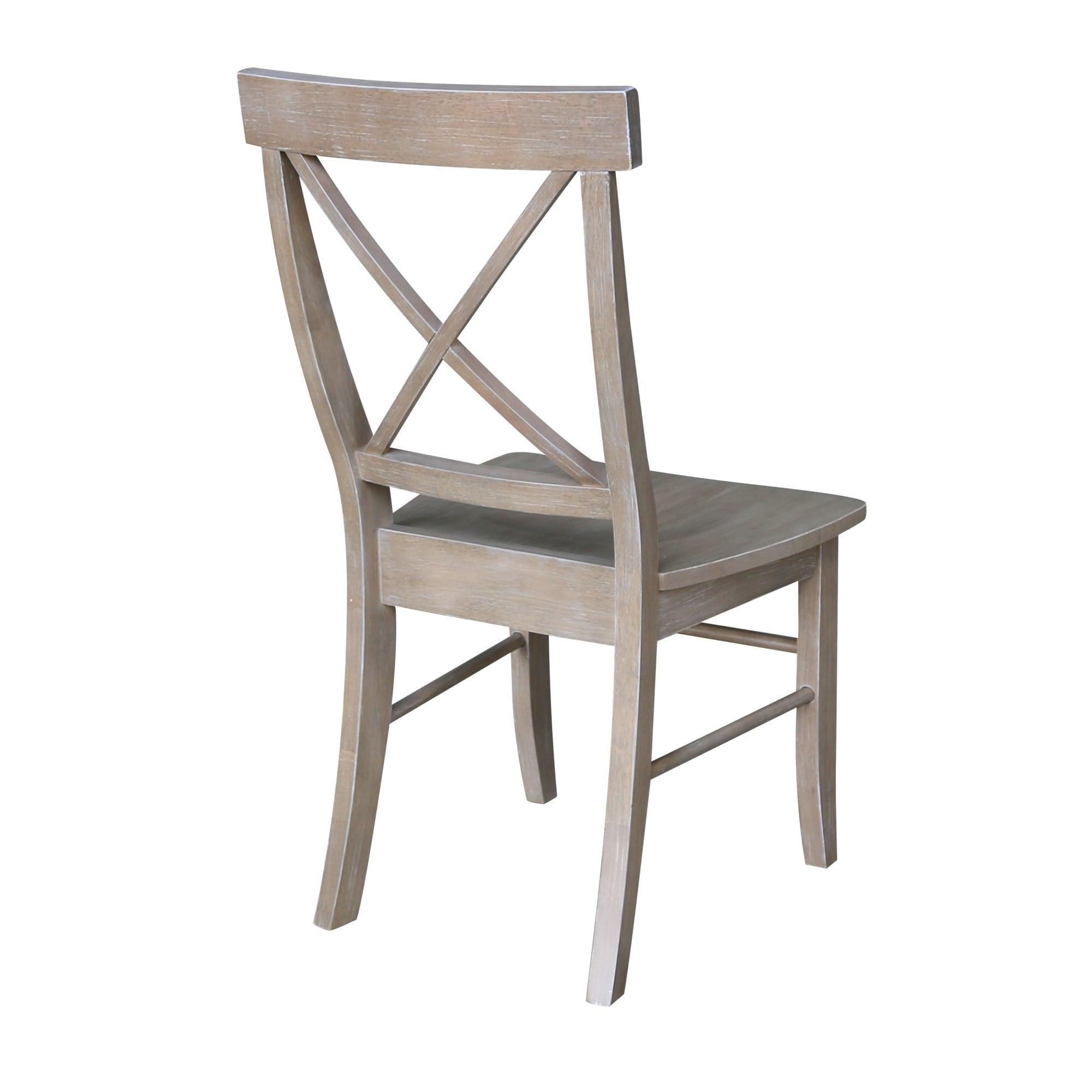 Set of 2 X Back Chairs with Solid Wood Seat Washed Gray/Taupe - International Concepts