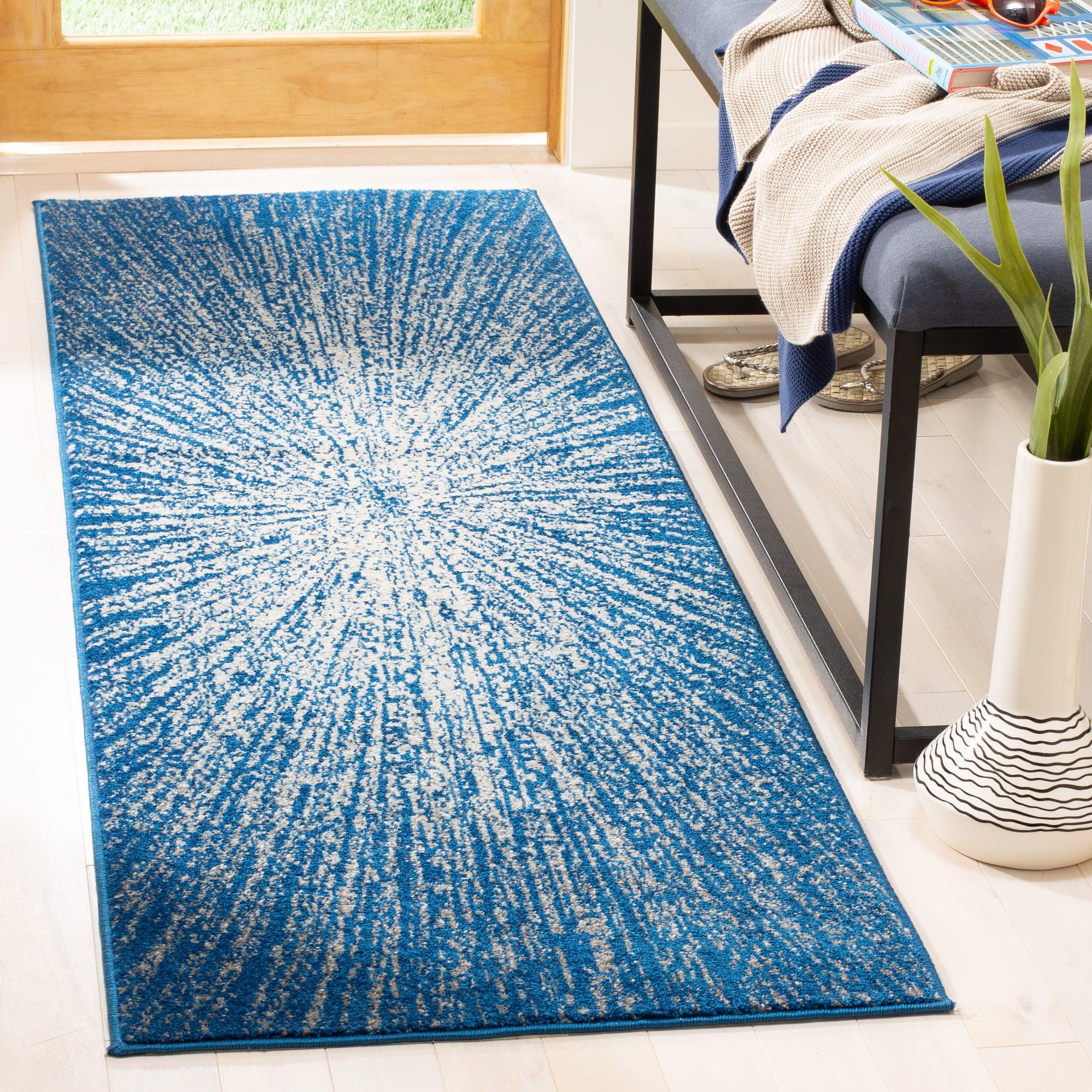 Evoke EVK228 Power Loomed Indoor Runner - Navy/Ivory - 2'2"x7' - Safavieh