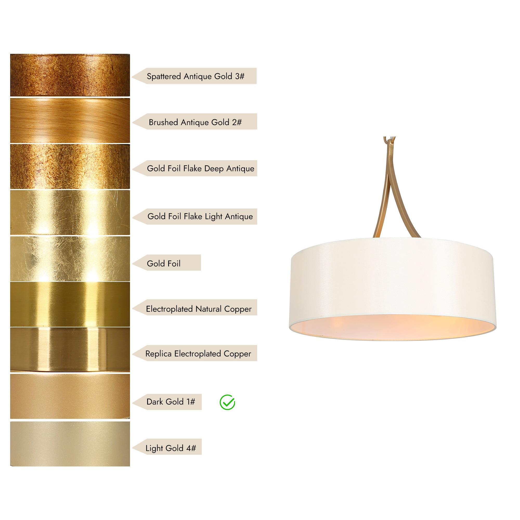 Zevni Modern 3-Light Dark Gold Farmhouse Chandelier, Classic Drum Pendant Light, Dining Room Island Pendant Hanging Light