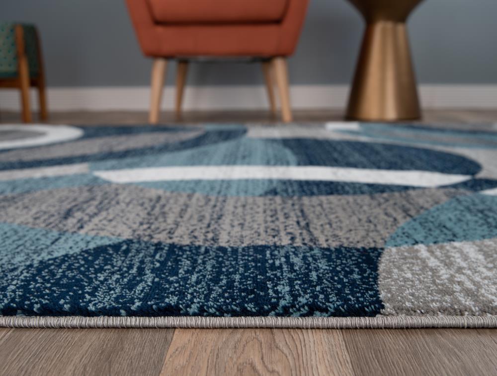 World Rug Gallery Geometric Circles Blue 2' x 7' Runner Rug