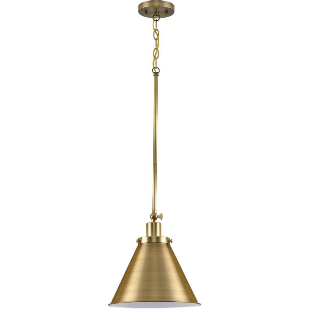 Progress Lighting Hinton 1-Light Pendant, Vintage Brass, Metal Shade
