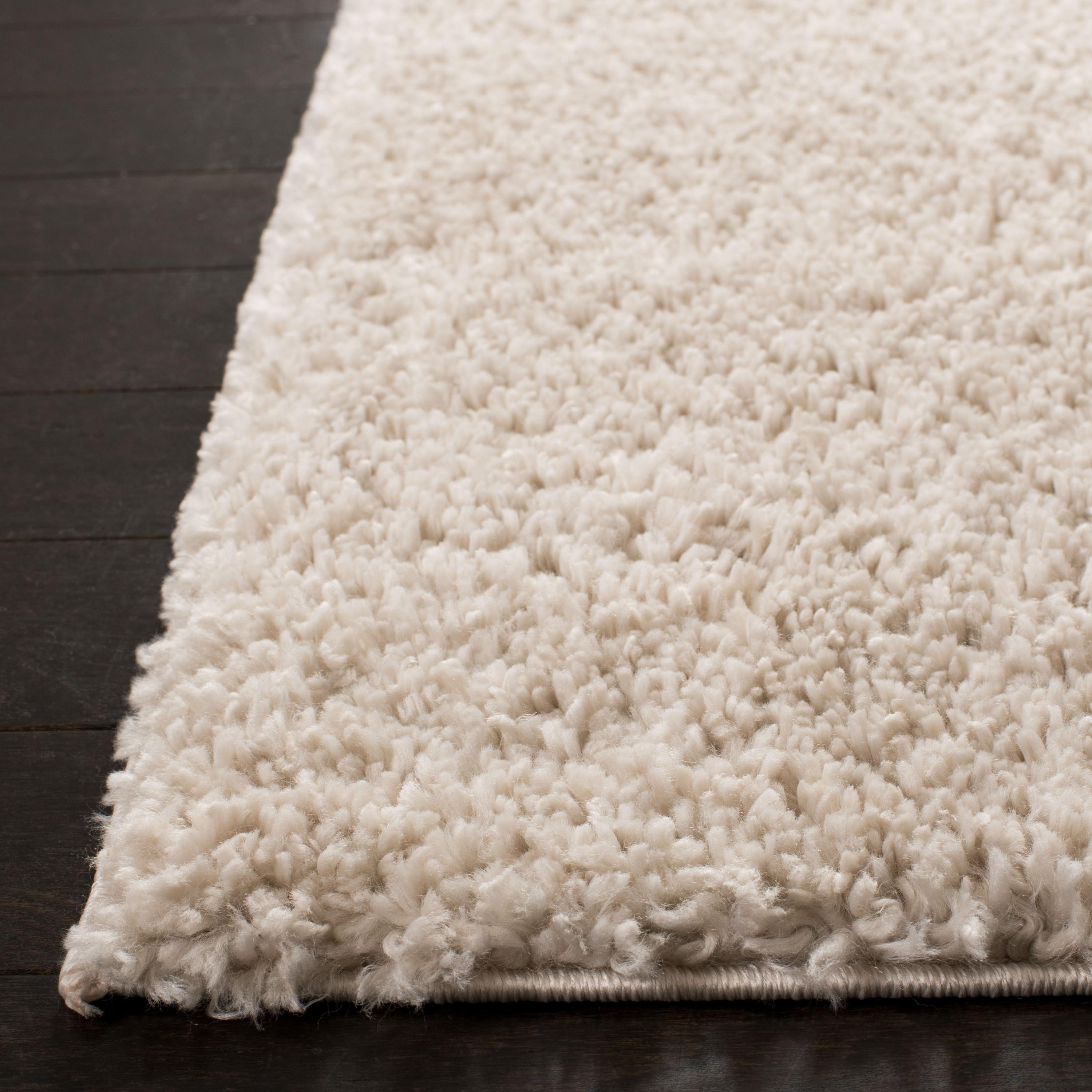 SAFAVIEH August Carlene Solid Plush Shag Area Rug, Beige, 11' x 11' Square