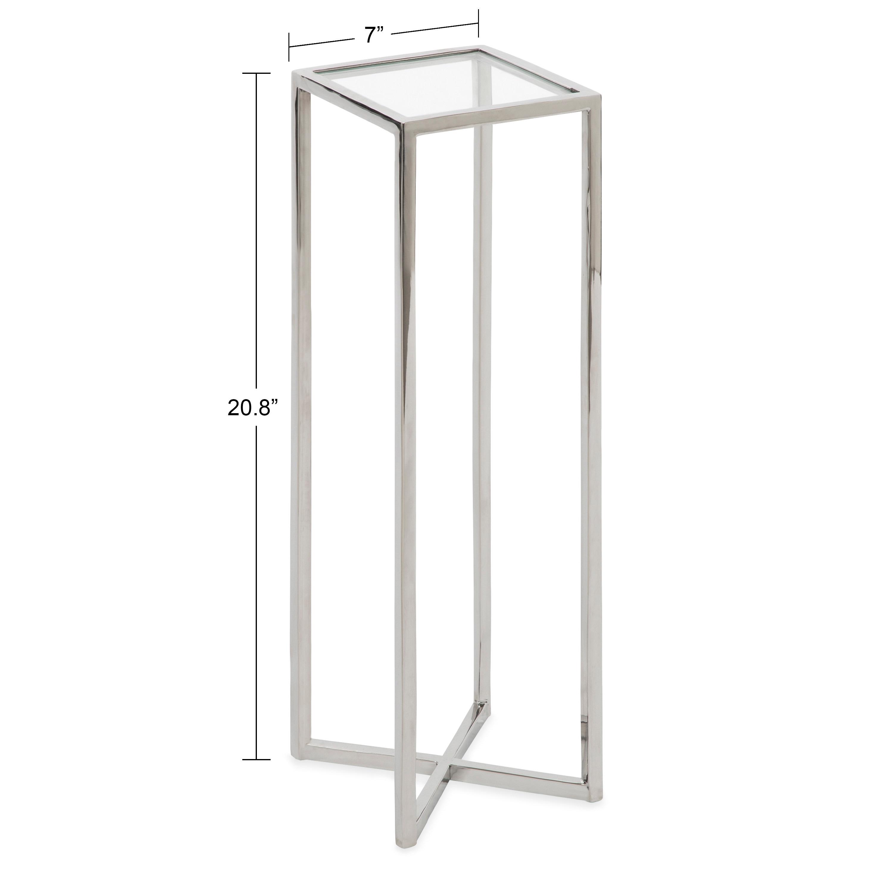 Kate and Laurel Jaspur Square Metal Drink Table, 7x7x21, Silver