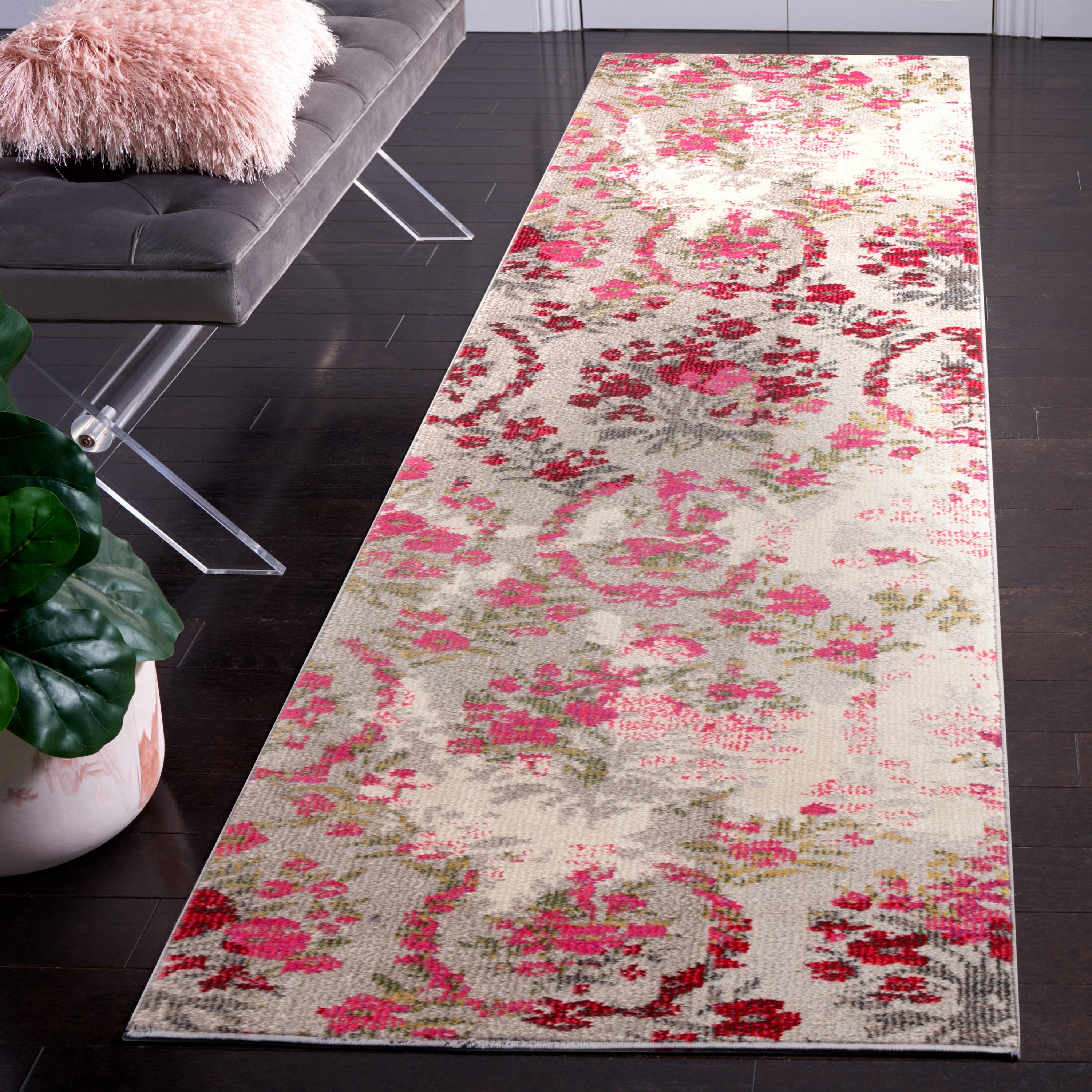 Monaco MNC205 Power Loomed Indoor Runner Rug - Ivory/Pink - 2'2"x12' - Safavieh.