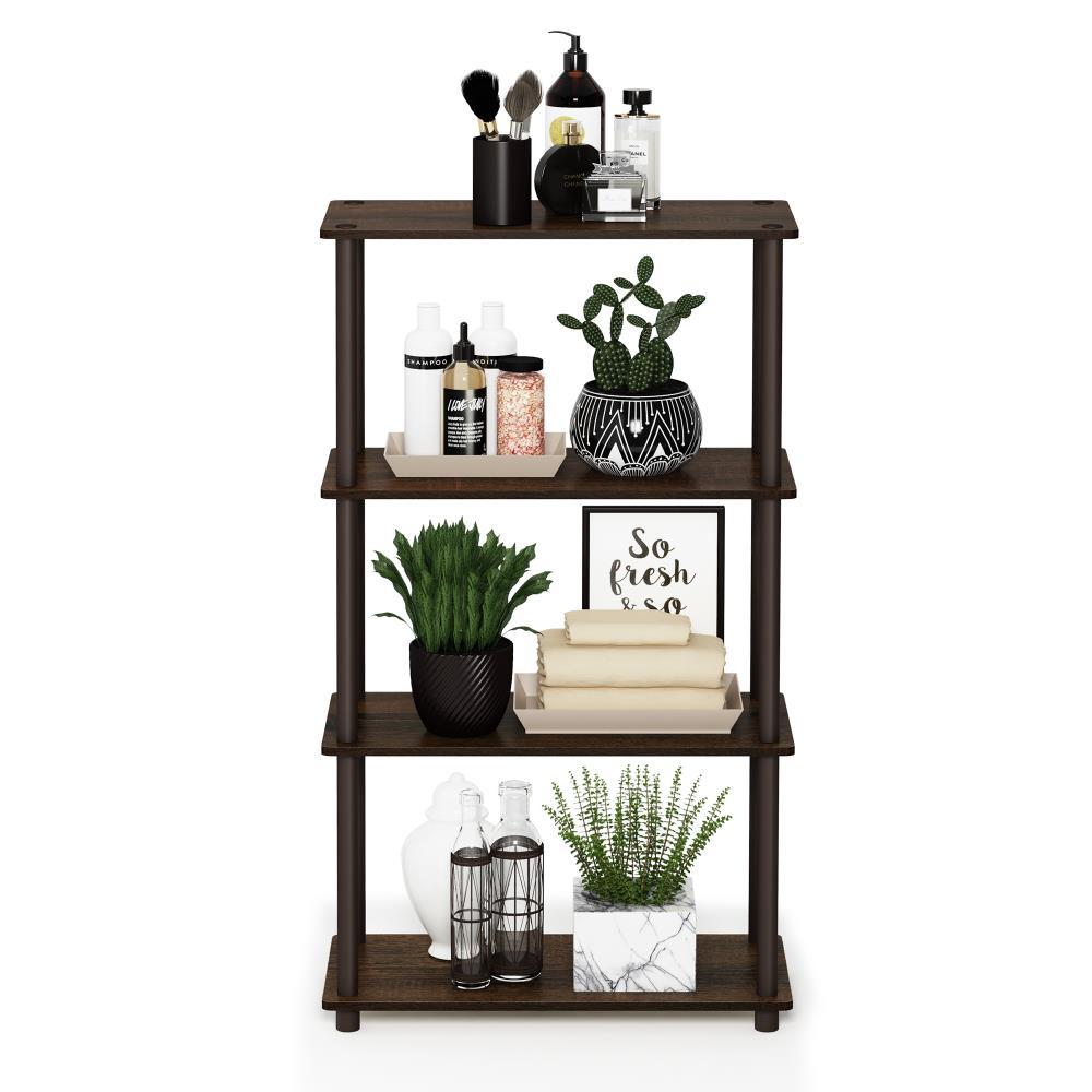 Furinno Turn-N-Tube 23.6 W x 11.4 D x 43.25 H 4-Shelf Decorative Shelves, Walnut and Brown