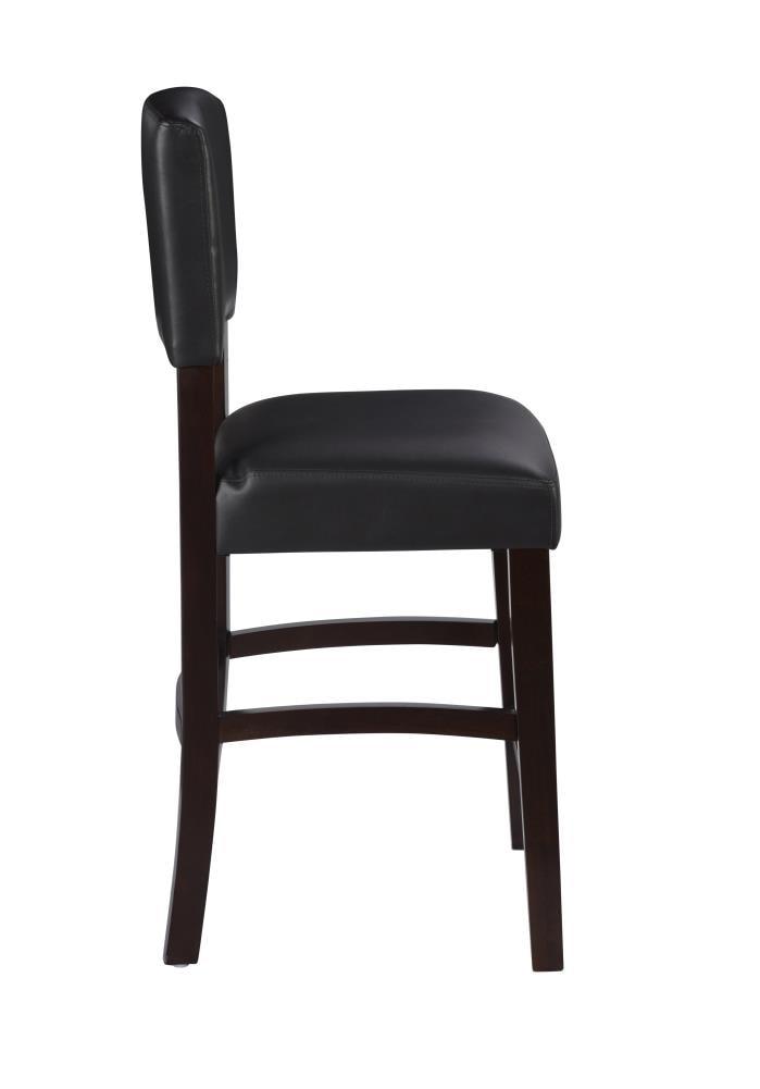 24" Monaco Padded Back Faux Leather Counter Height Barstool Hardwood/Brown - Linon: Espresso Finish, Rubberwood
