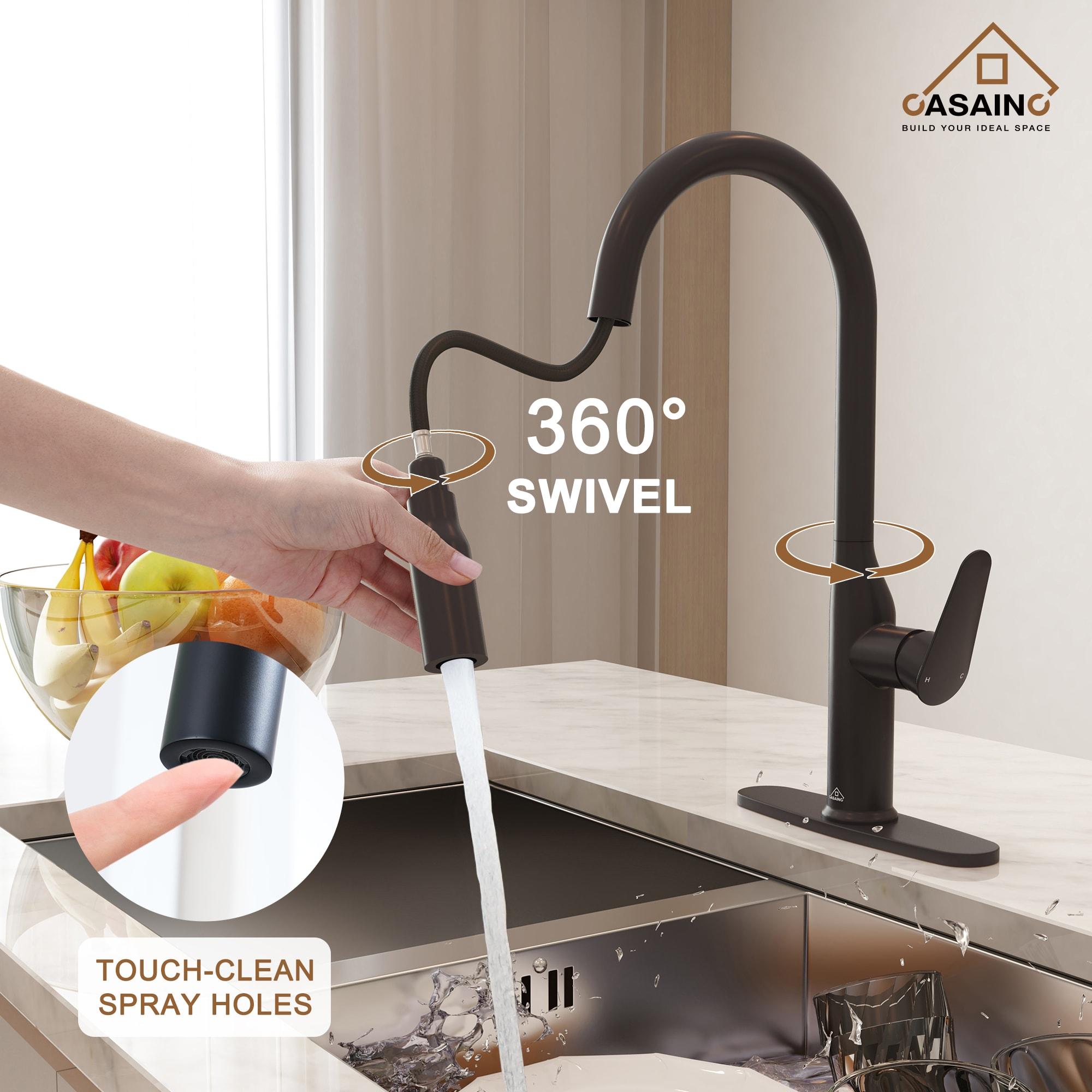 CASAINC Single-Handle Pull-Down Kitchen Faucet Single Hole Faucet