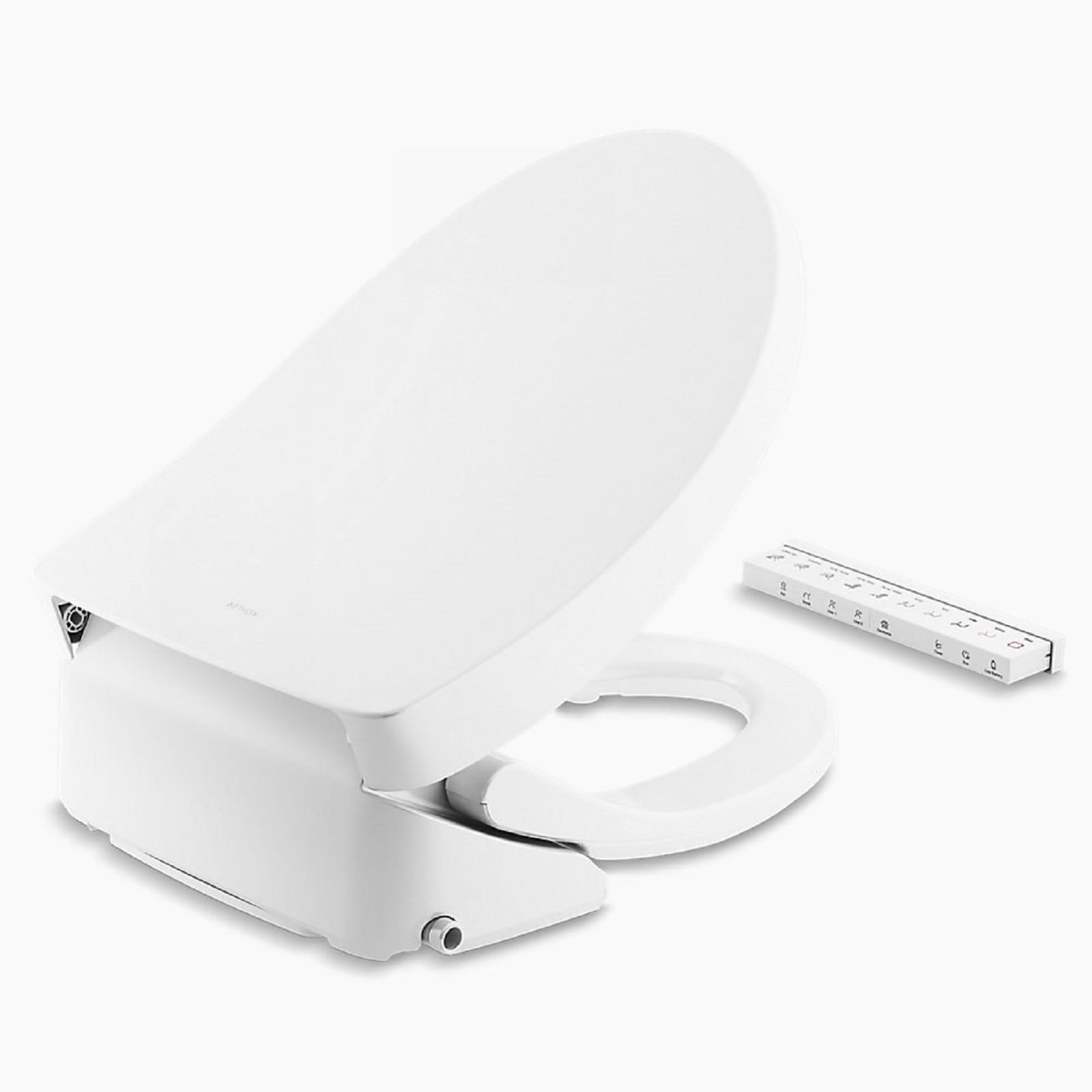 White Elongated Bidet Toilet Seat with Remote Control