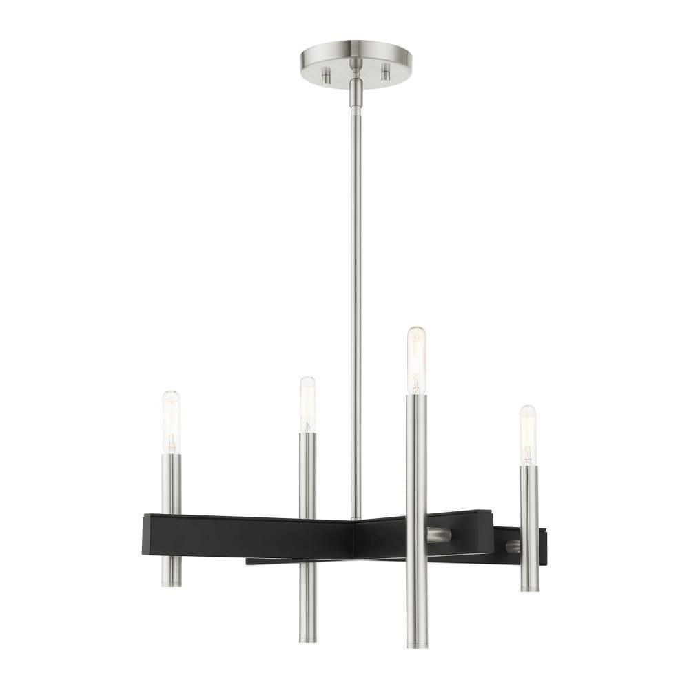 Scandinavian Skyline Mini 4-Light Brushed Nickel Candle Chandelier