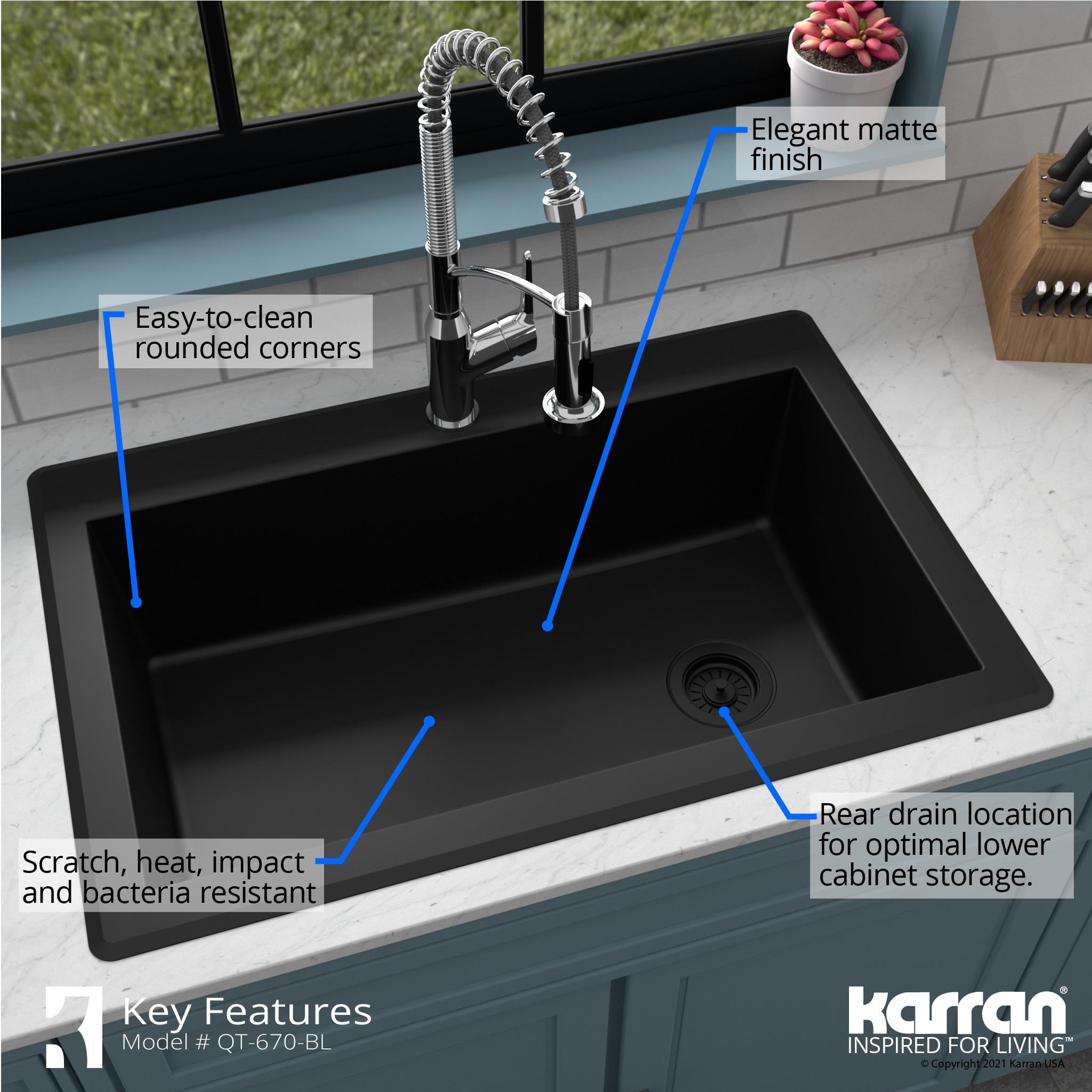 Karran Drop-in Quartz Composite 33'' X 22'' 1-Hole Single Bowl Kitchen Sink