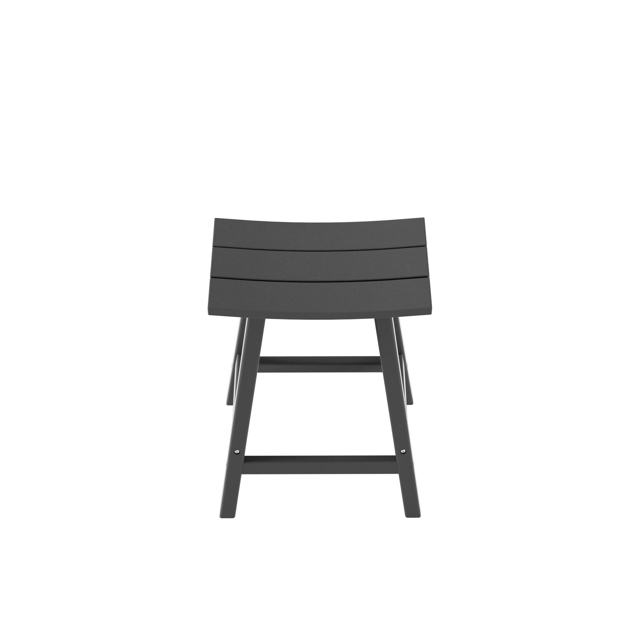 Polytrends Laguna Hdpe All Weather Outdoor Patio 24" Saddle Seat Counter Stool (Set Of 2) Gray