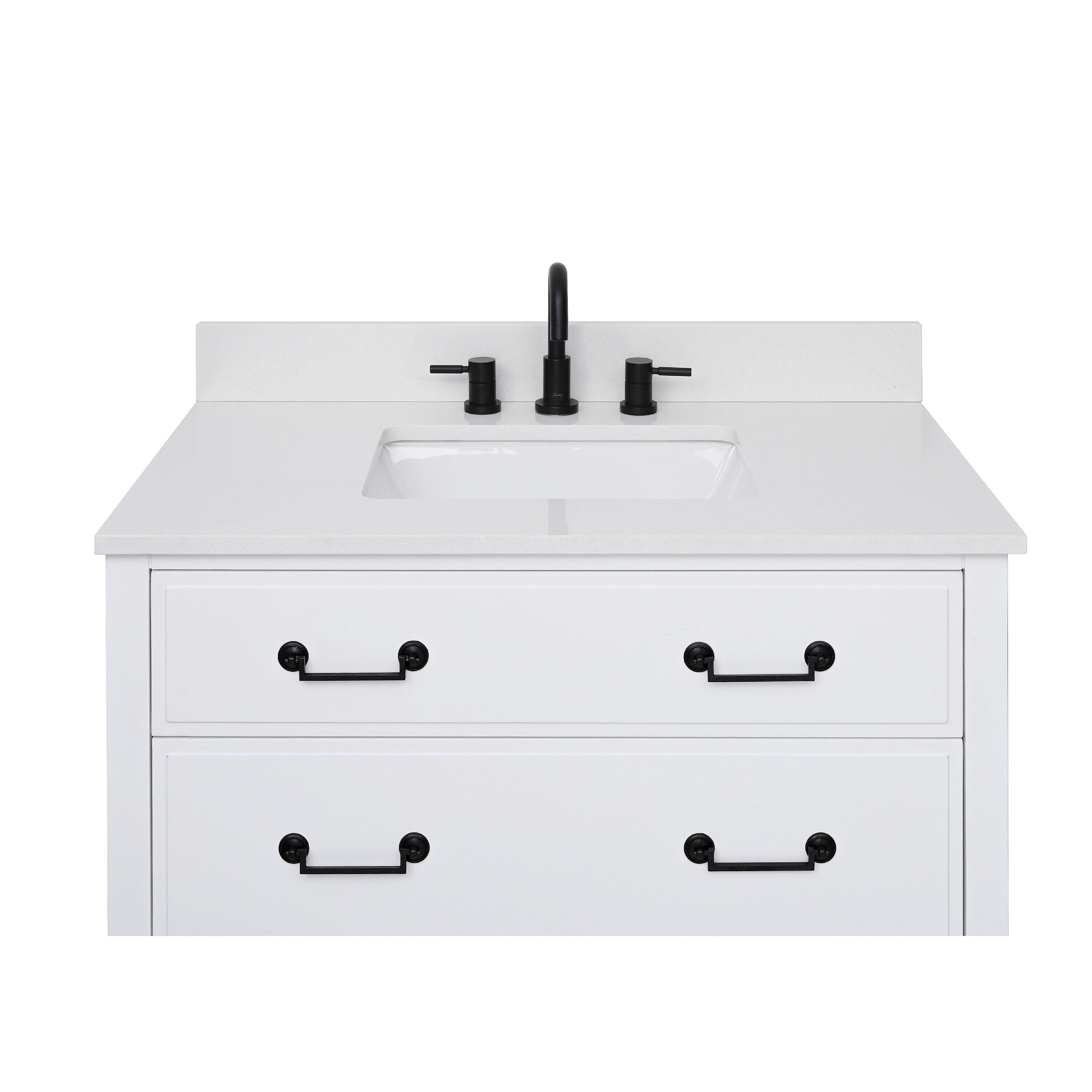 37'' Quartz Single Bathroom Vanity Top with Sink