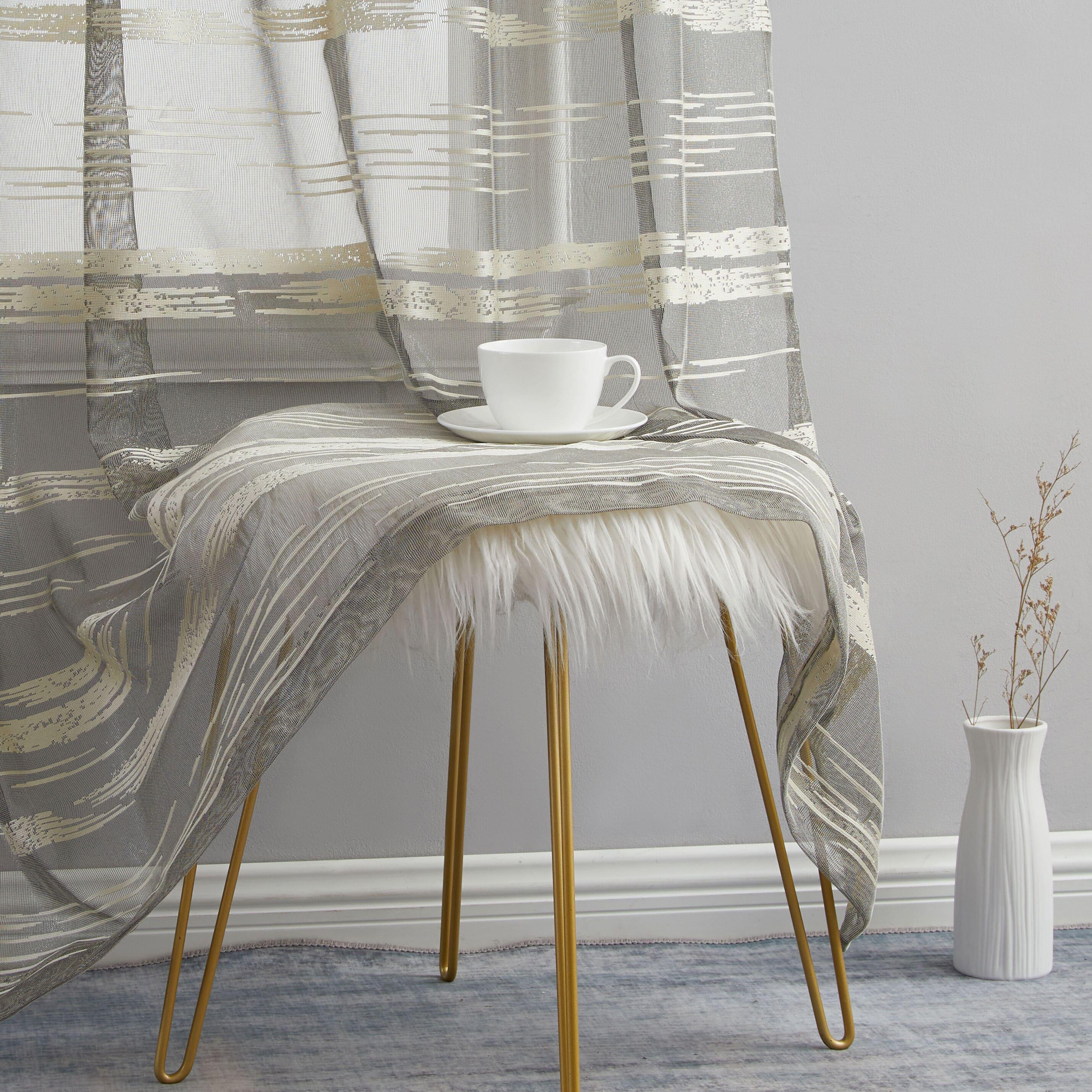 HLC.ME Broadway Stripe Decorative Semi Sheer Light Filtering Grommet Window Treatment Curtain Panels - Set of 2 - Beige, 54 W x 84 L