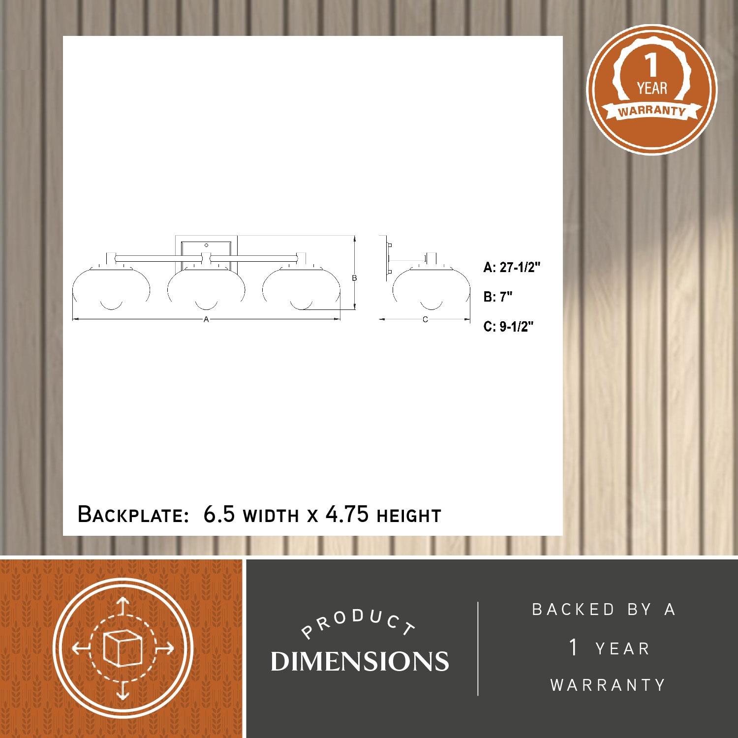 Belmont 3 Light Black and Brass Mid Century Modern Dome Bathroom Vanity Fixture