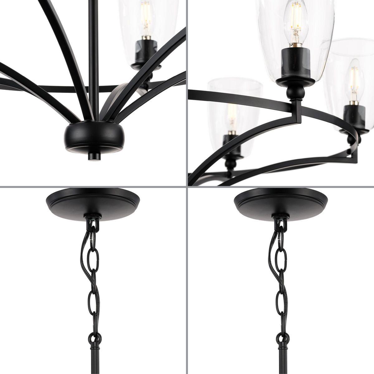 Progress Lighting Parkhurst 6-Light Chandelier, Matte Black, Glass, Transitional, No Shade