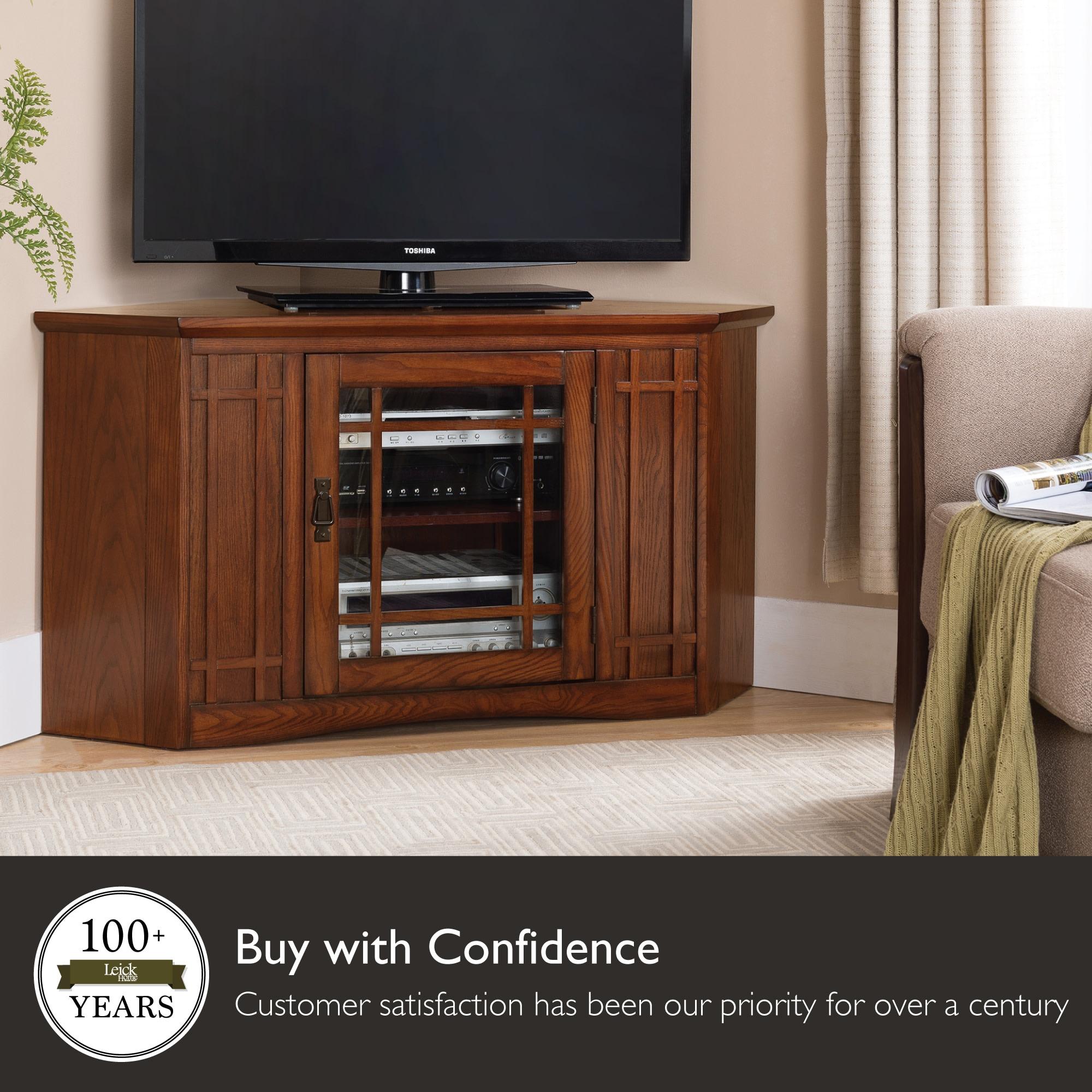 Leick Furniture Mission 46" Corner TV Stand in an Oak Finish