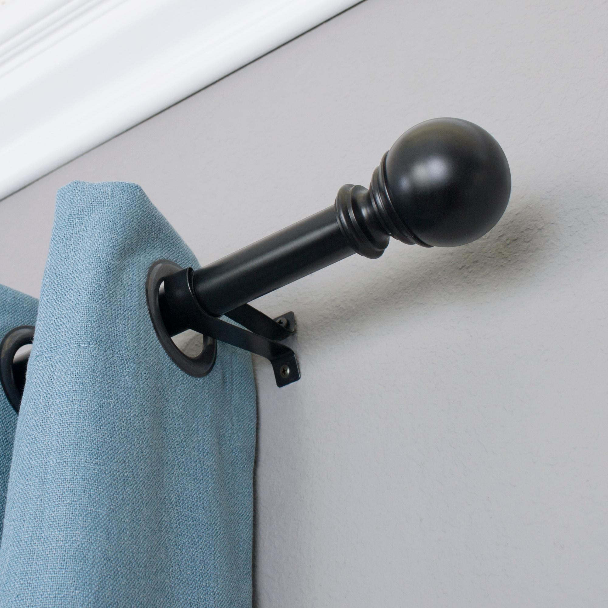Decopolitan 1" Diameter Ball Telescoping Drapery Rod Set 18-36" Black
