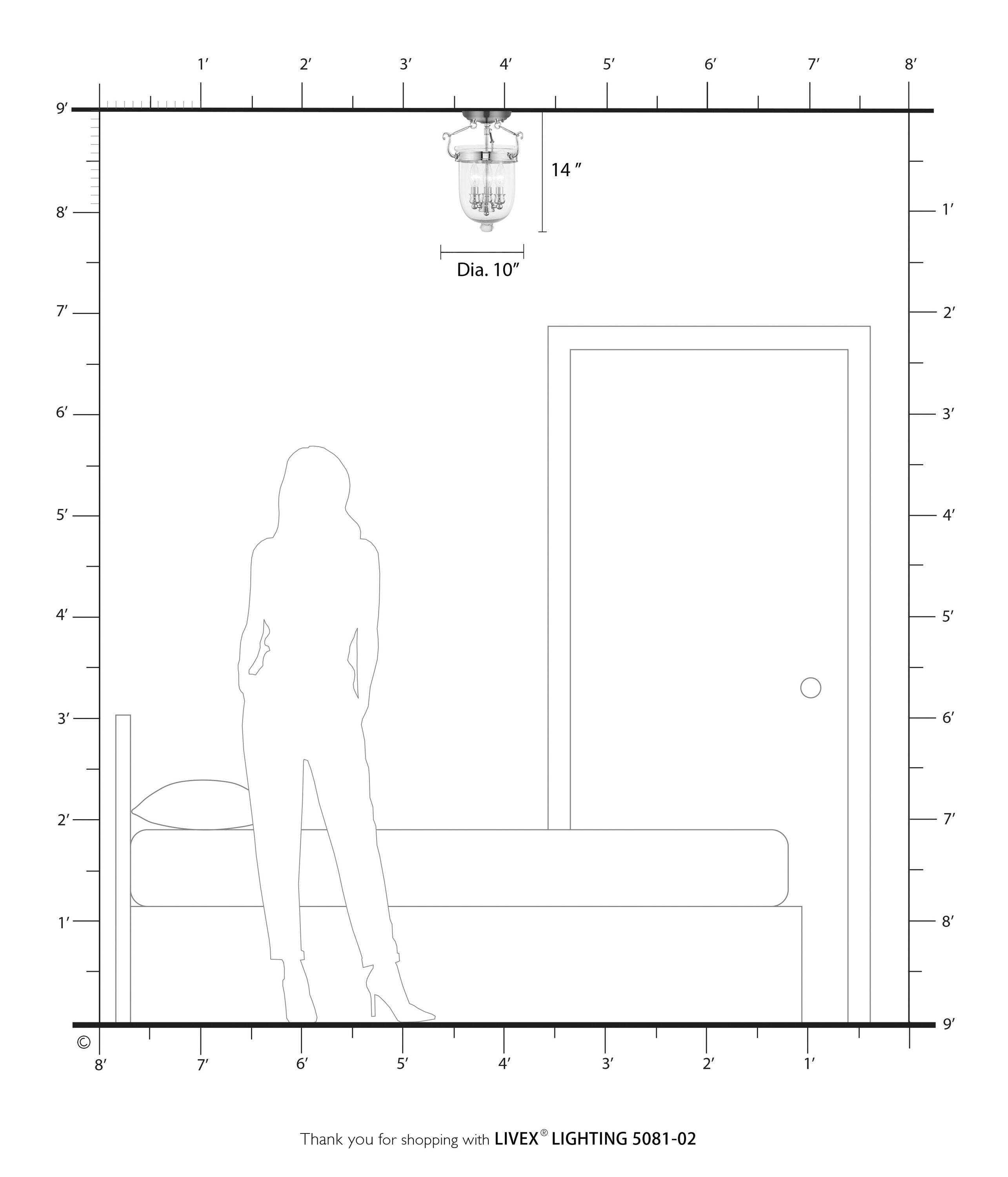Livex Lighting Jefferson 3 - Light Flush Mount in  Polished Brass