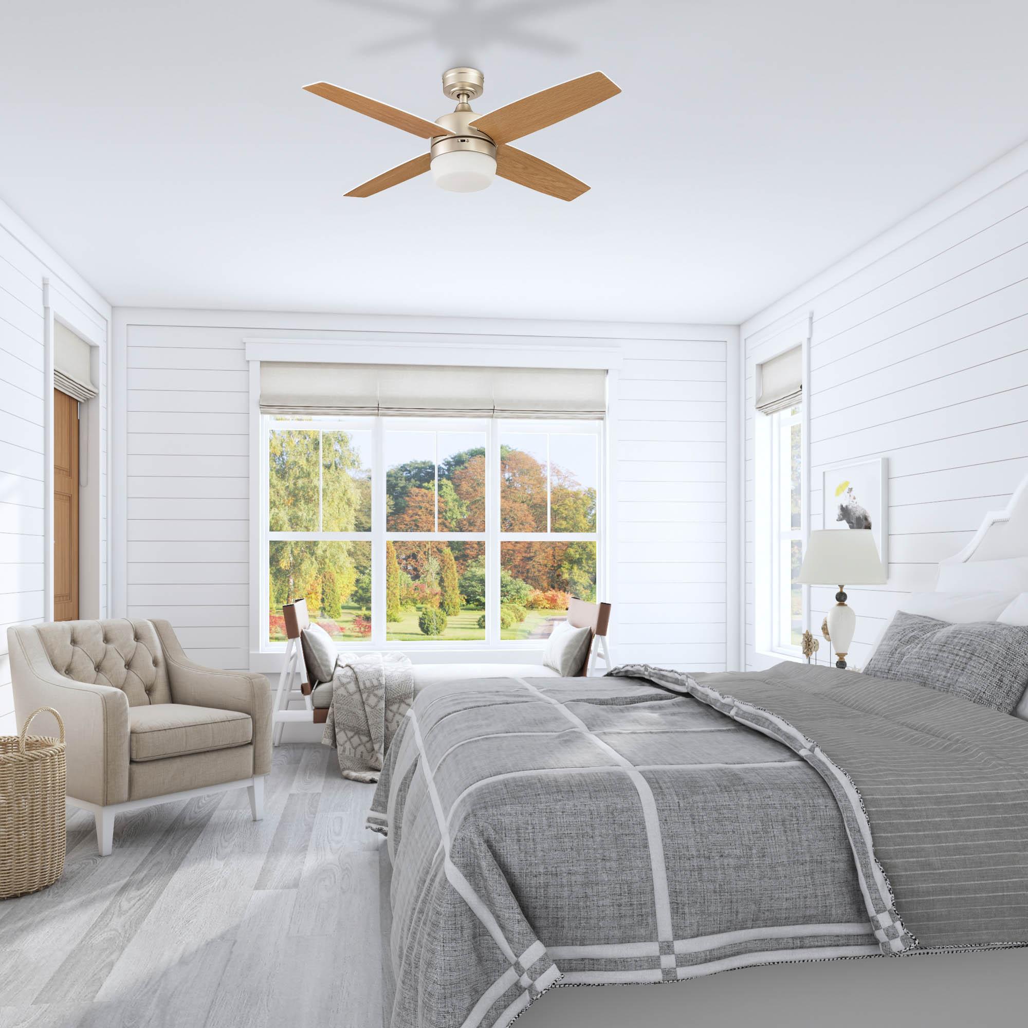 Prominence Home Atlas 44" Champagne Ceiling Fan with Light, Remote Control, 4 Blades & Reverse Airflow