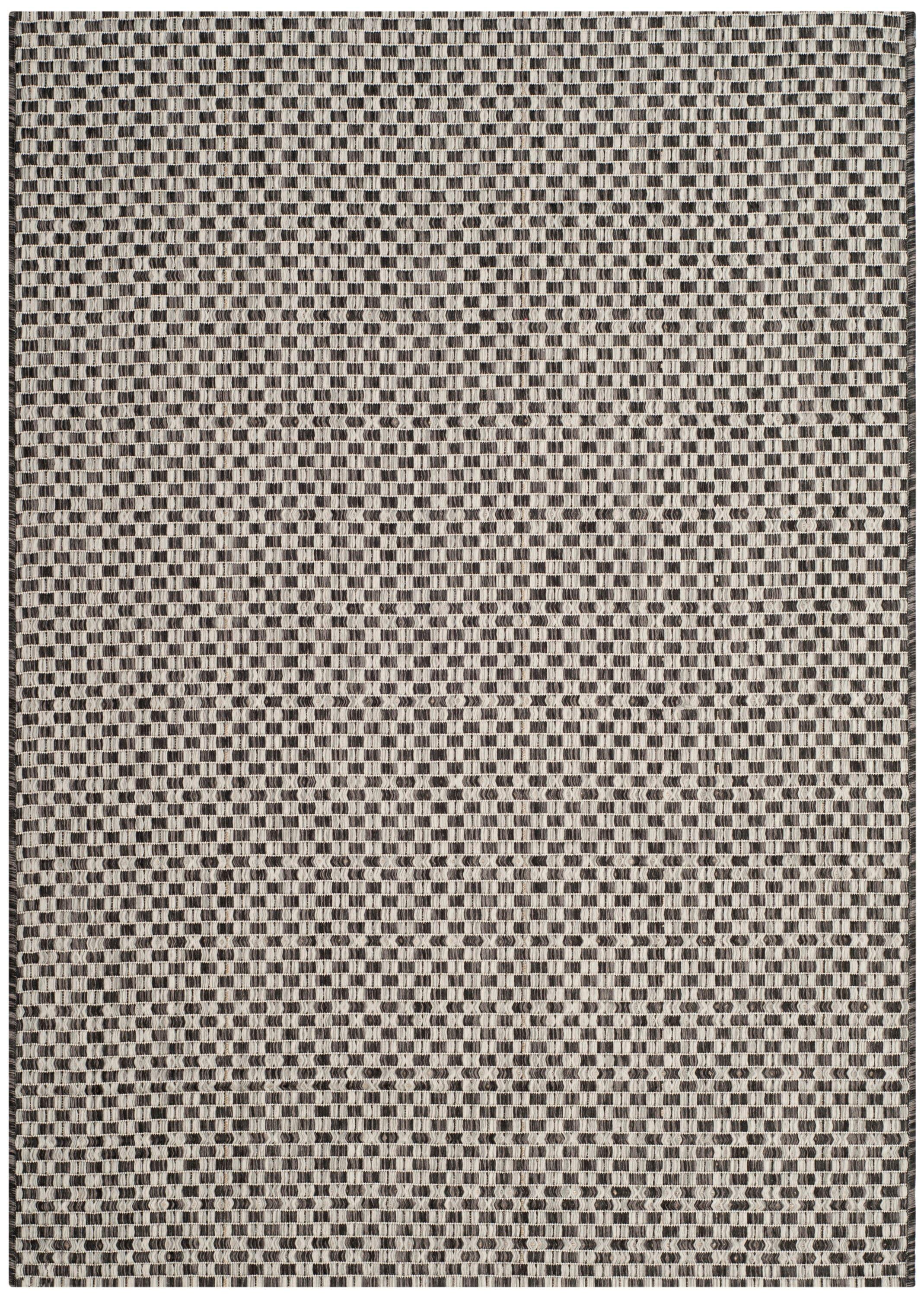 Courtyard CY8653 Power Loomed Indoor and Outdoor Area Rug - Black/Light Grey - 4'x5'7" - Safavieh