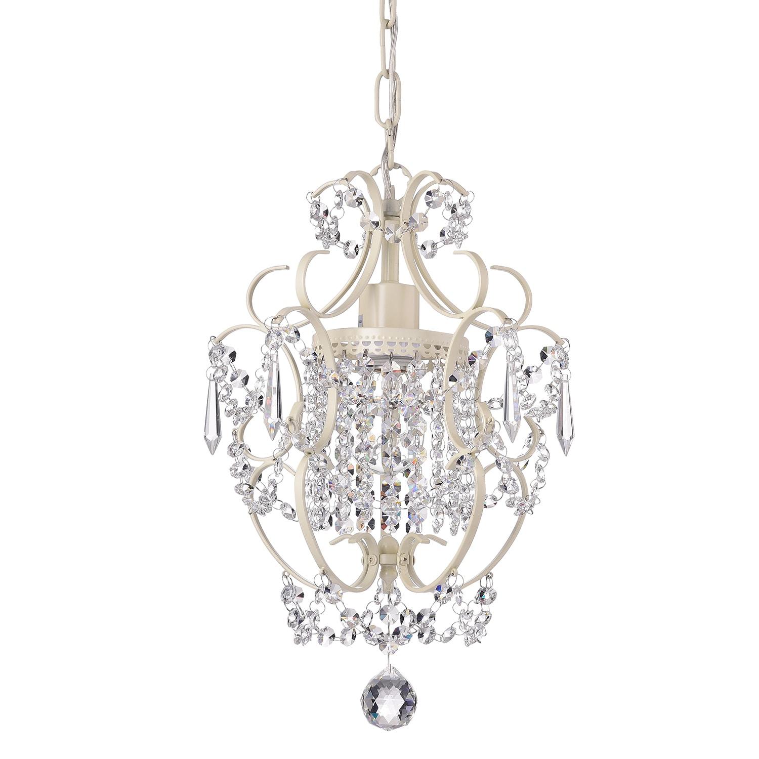 Edvivi Amorette Mini Chandelier Crystal Chandeliers, 1 Light Modern Elegant Glam Ceiling Light Fixture Ivory, Adjustable Hanging Lighting for Closet, Bedroom, Girls Room, Kitchen Island