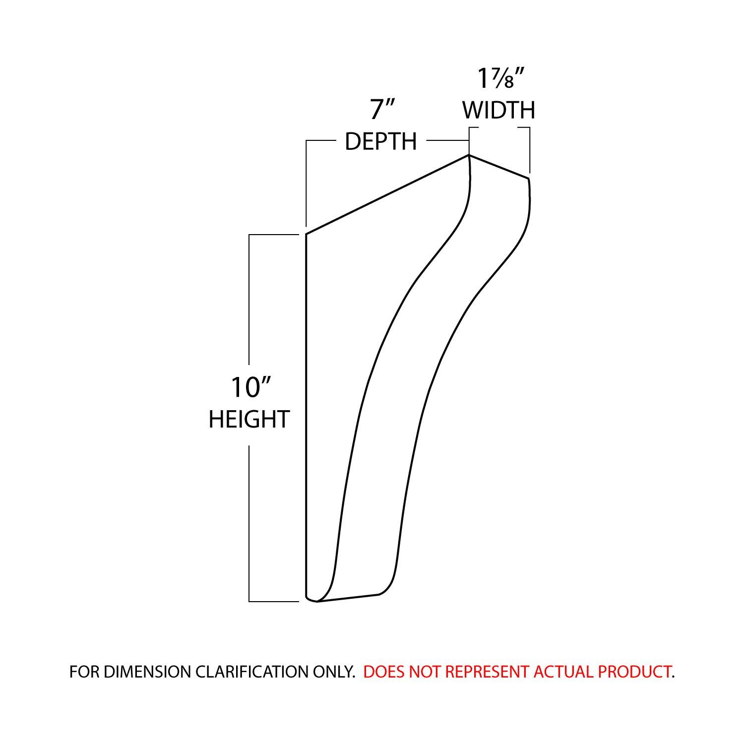 10 in x 1-7/8 in x 7 in Unfinished Small Solid Traditional Plain Wood Bracket Corbel