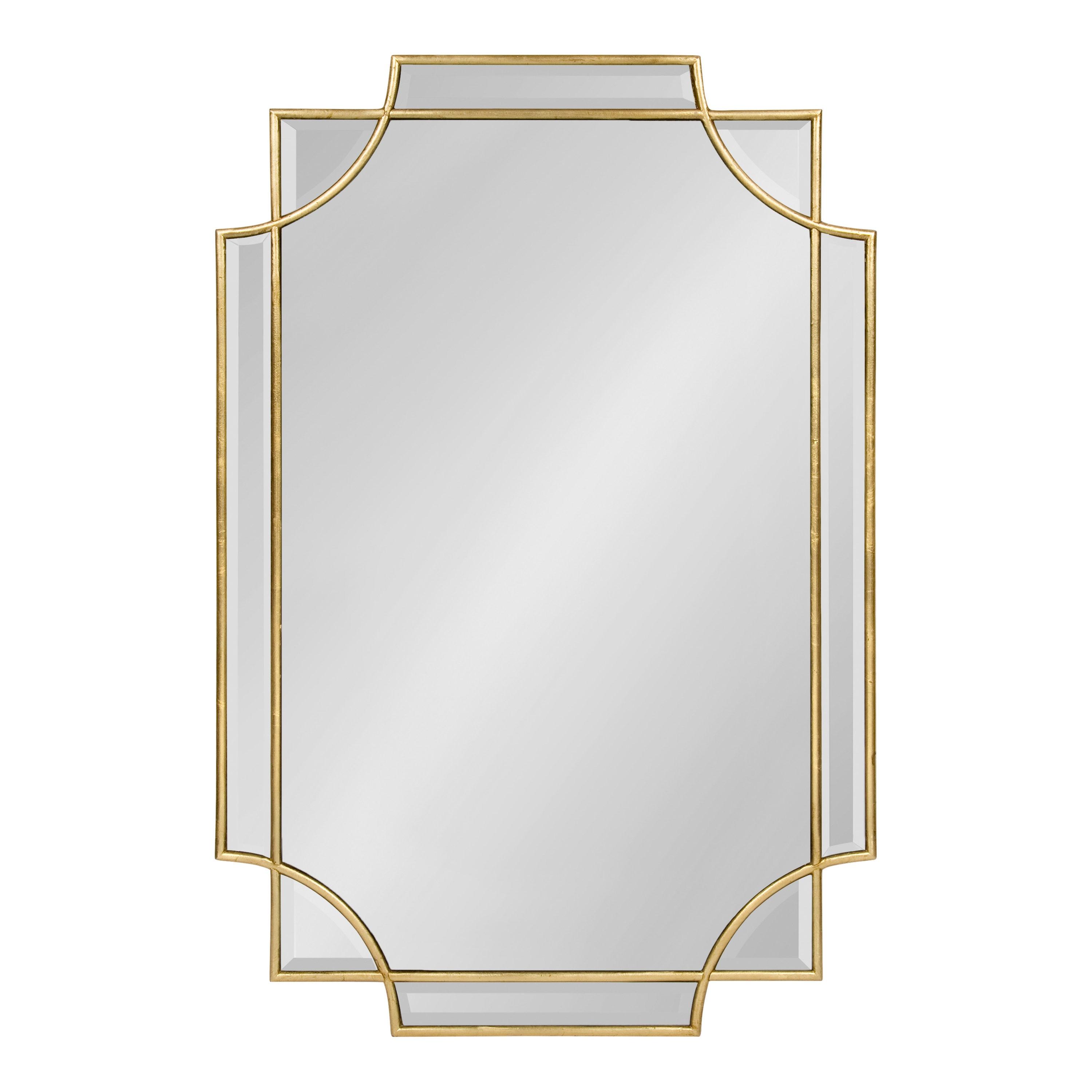 Kate and Laurel Minuette Decorative Rectangle Frame Wall Mirror in Gold Leaf, 24x35.5 Inches