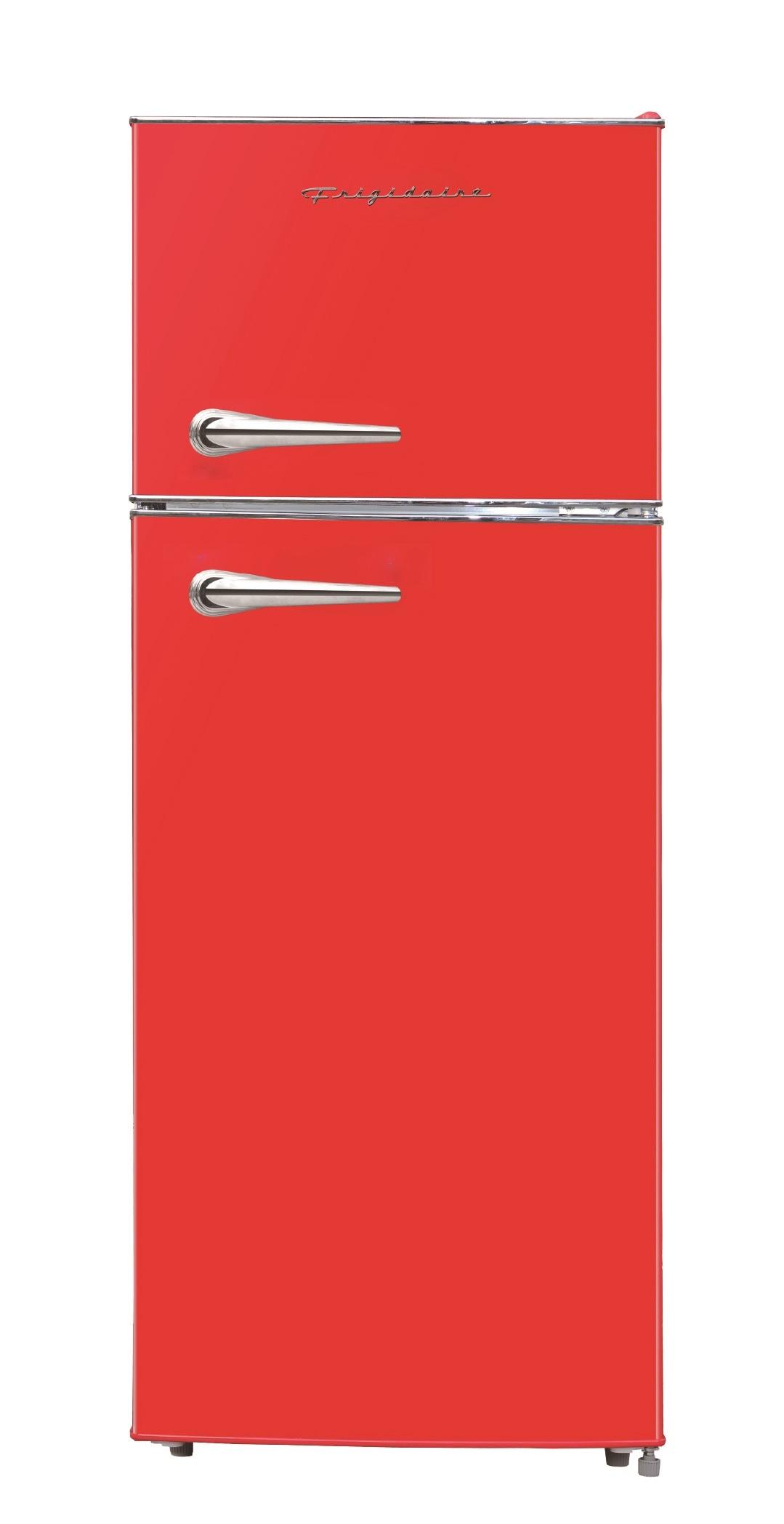 Frigidaire 7.5 cu ft Retro Freestanding Mini Refrigerator with Chrome Handle Red: ETL Listed, 2 Glass Shelves, 1-Year Warranty