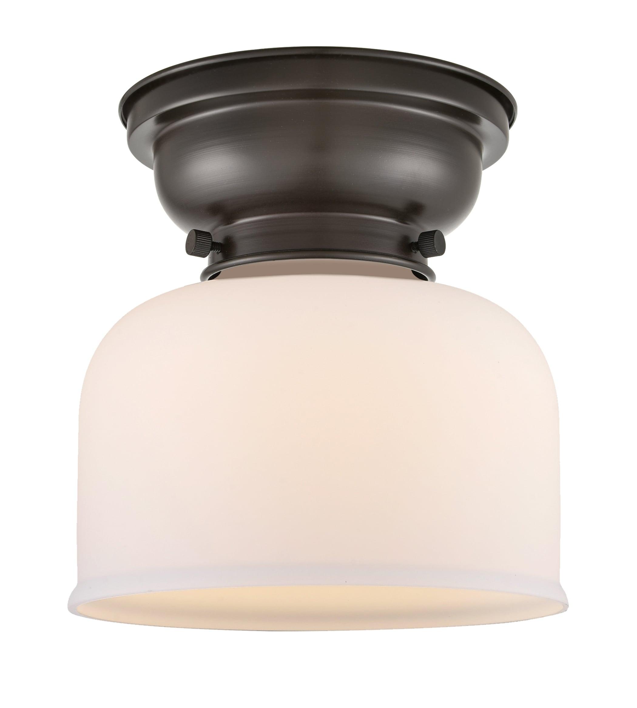 Oil Rubbed Bronze Flush Mount Light with Matte White Glass Shade