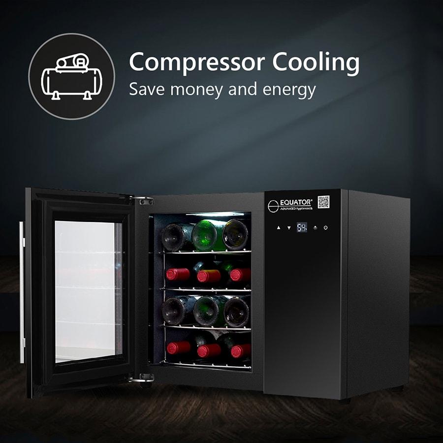 Equator Advanced Appliances 12 Bottles Countertop Wine Refrigerator Black Touch Control 110V