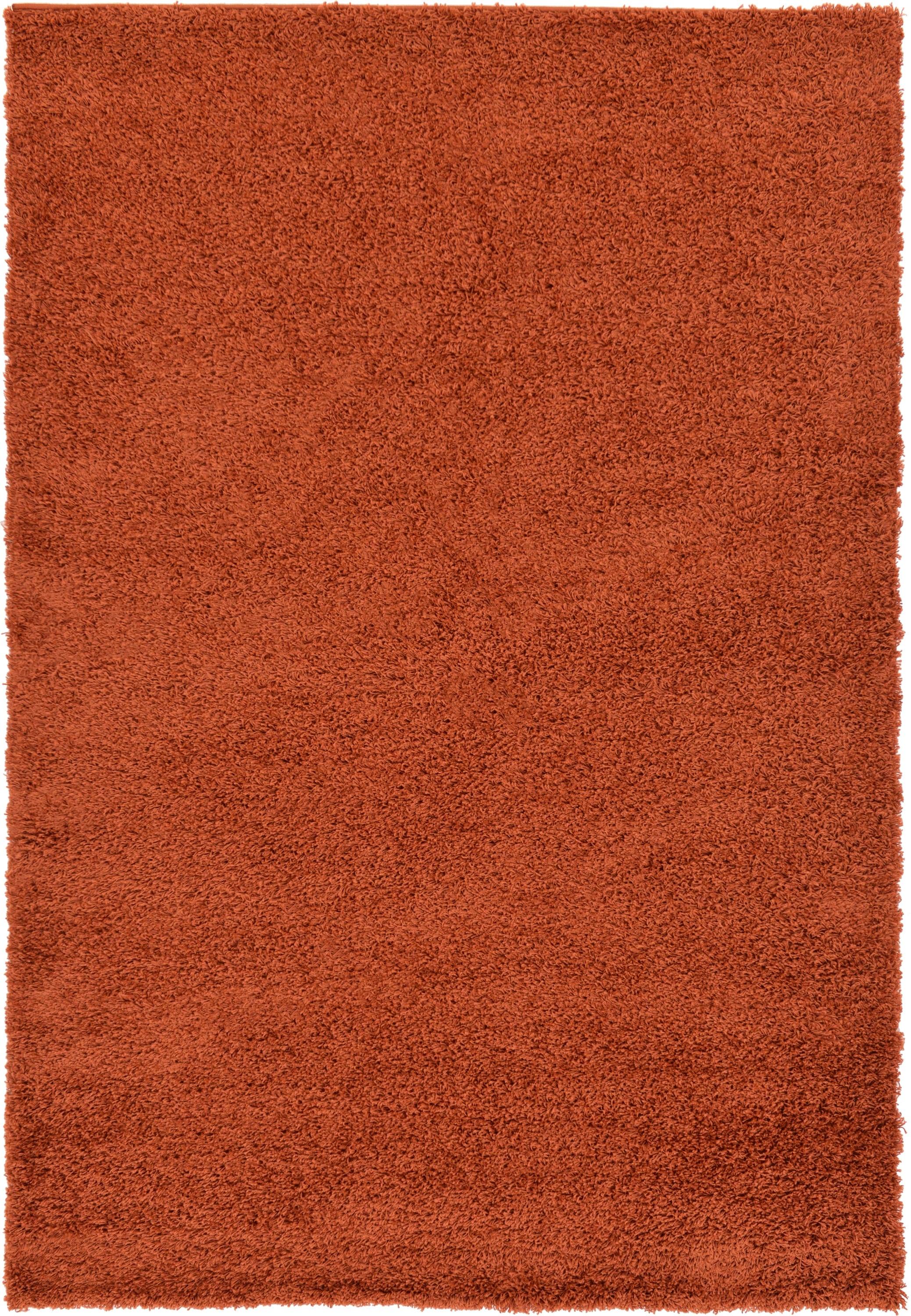 Unique Loom 6' 1 x 9' 0 Rectangle Solid Shag Terracotta Area Rug