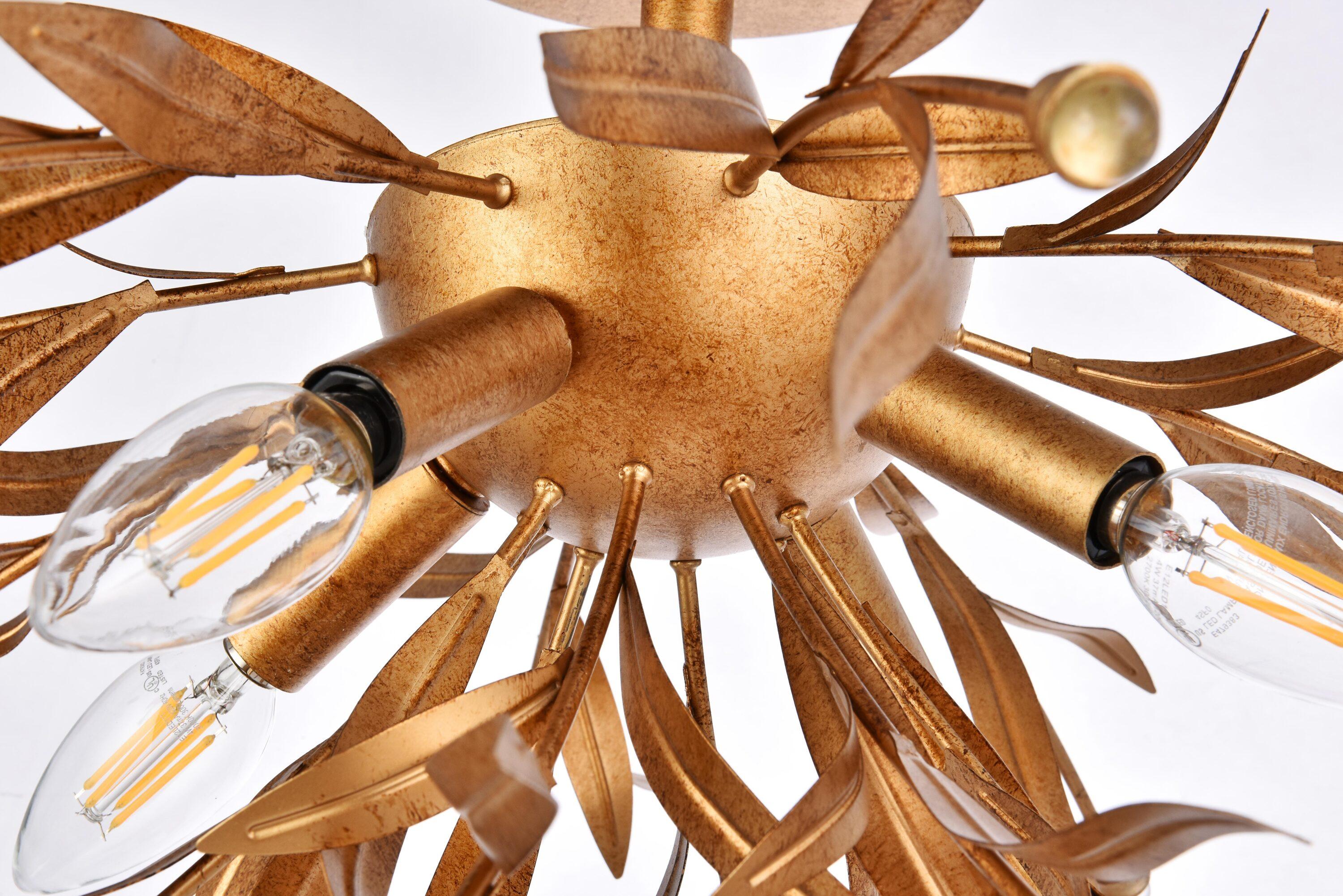 Elegant Lighting Priscilla 18.5 inch flush mount in gold leaf