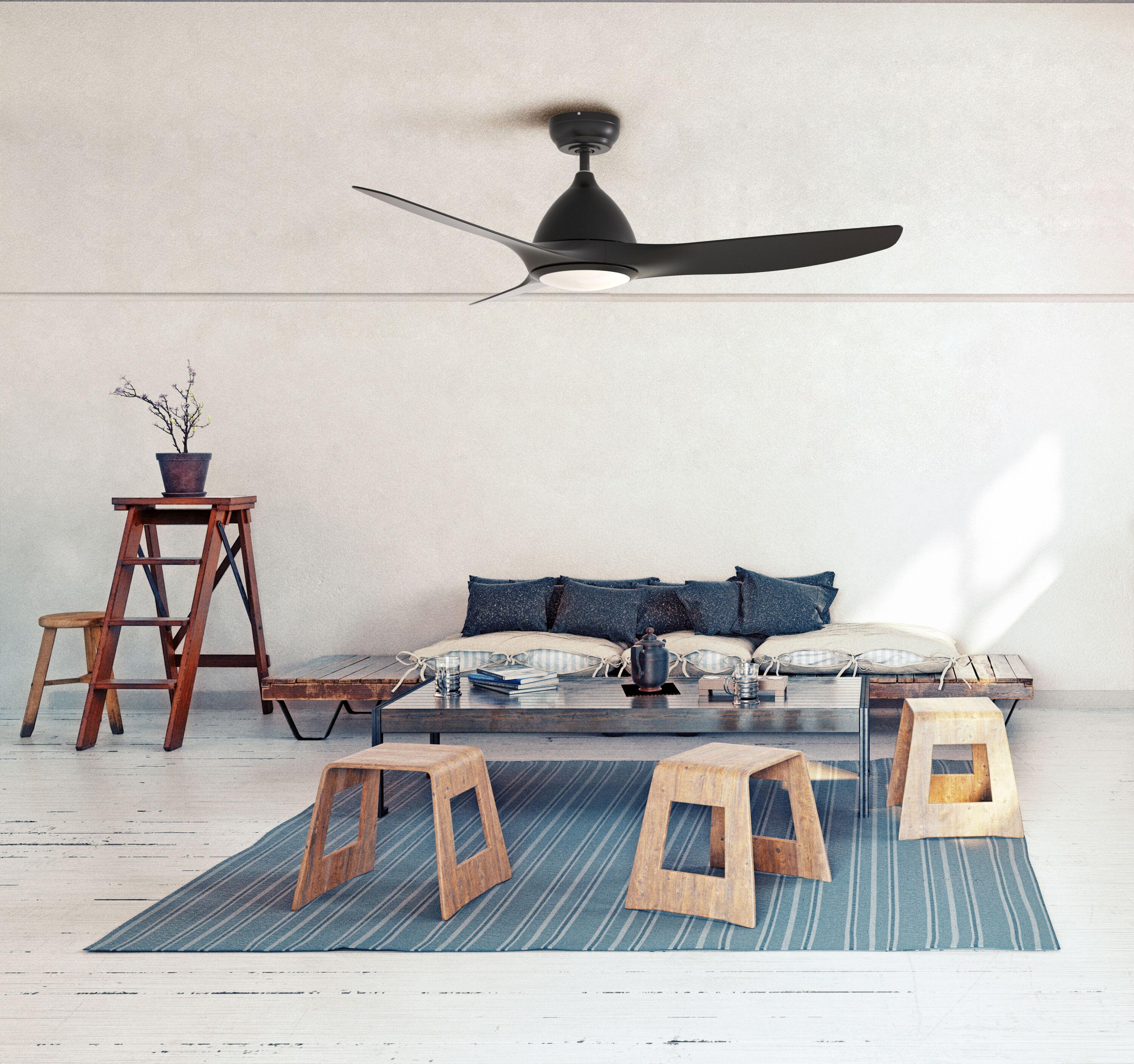 ONE Smart Modern All Season 52" Ceiling Fan with LED Light, Remote, Reversible and Compatible with Alexa/Google 6 Speeds and Light Kit included