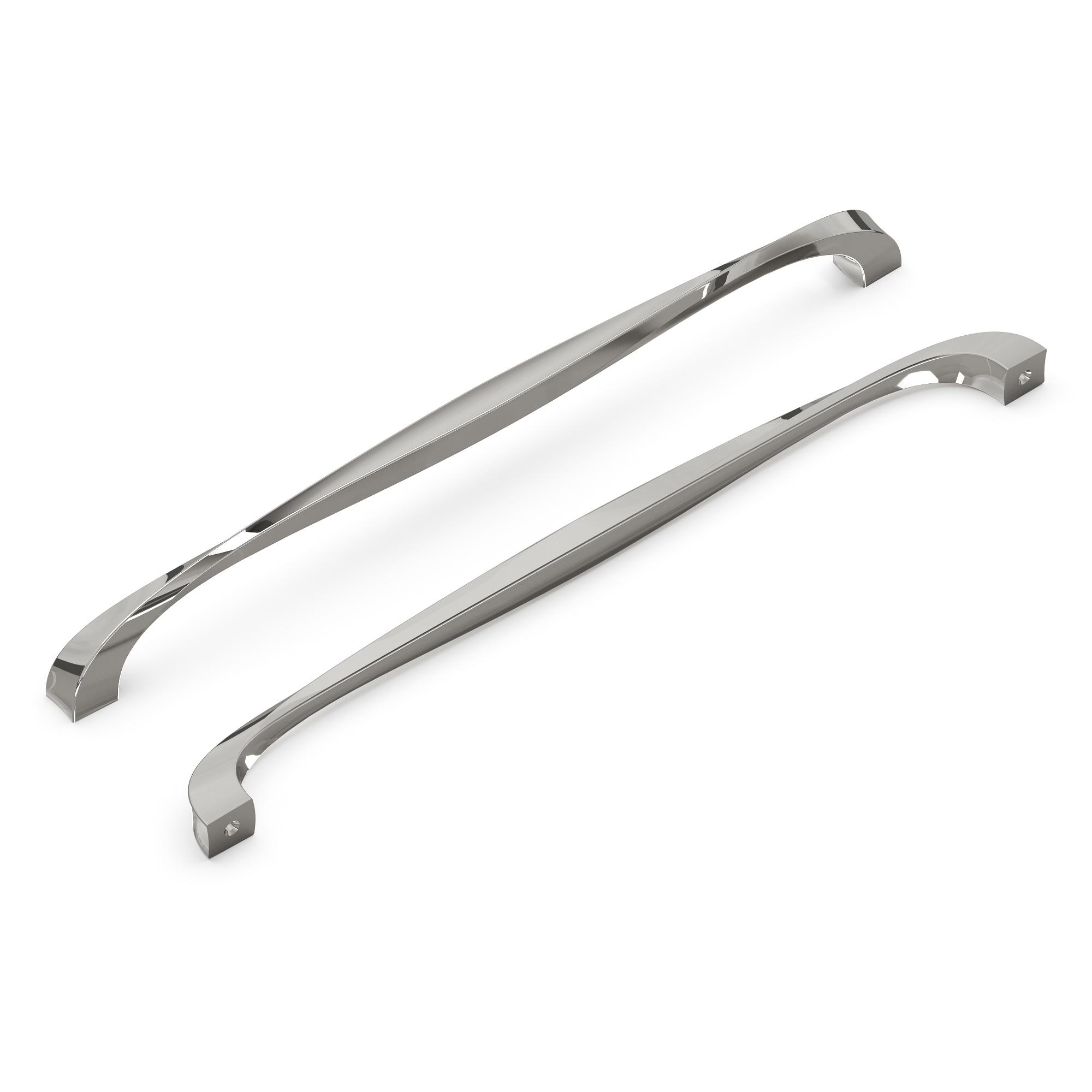 Hickory Hardware 1 Pack Solid Core Kitchen Cabinet Pulls, Luxury Cabinet Handles, Hardware for Doors & Dresser Drawers, 12 Inch Hole Center, Polished Nickel, Twist Collection